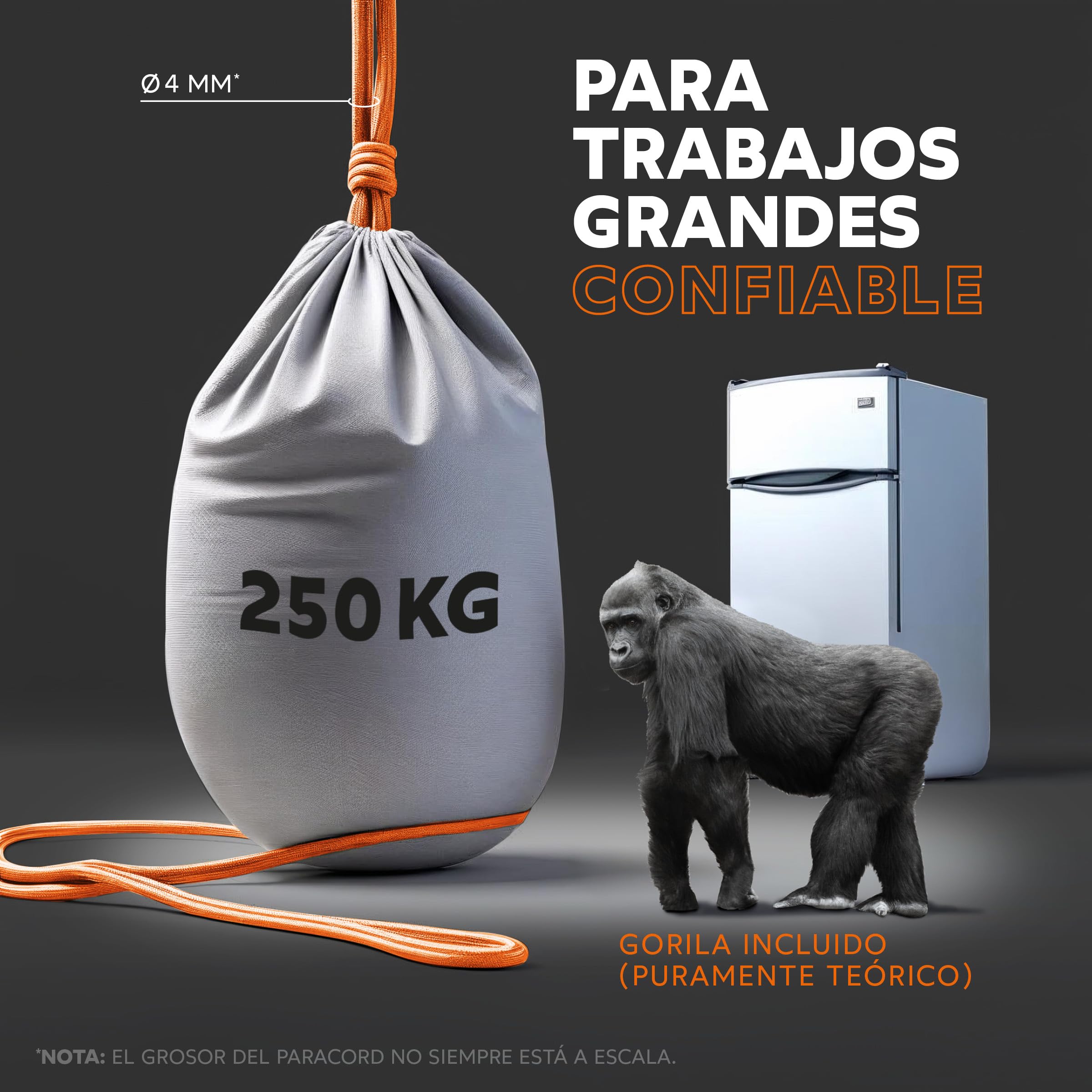 GO!elements Paracord de Nylon a Prueba de Desgarros 4mm 550 Typo III Cuerda 250kg
