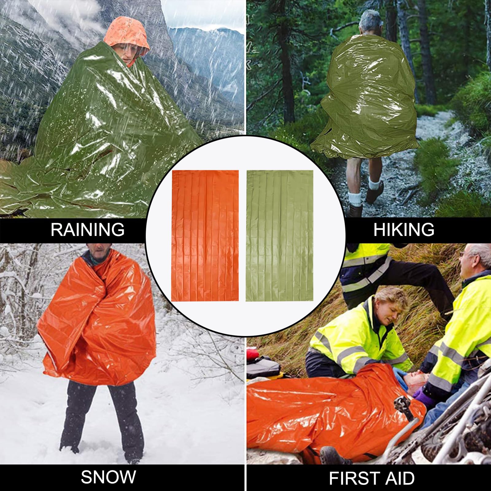 2 Pezzi Bivy Bag, Sacco a Pelo D'Emergenza Impermeabile, Coperta di Sopravvivenza Riutilizzabile, Coperta di Isolamento Termico di Primo Soccorso Ideale per Campeggio, Escursioni e Avventure