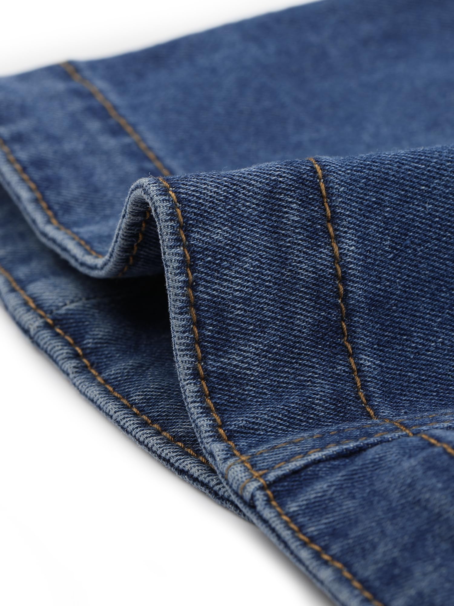 Allegra K Lässige Jeansjacke für Damen, Umlegekragen, kurze Ärmel, bauchfreie Jeansjacken