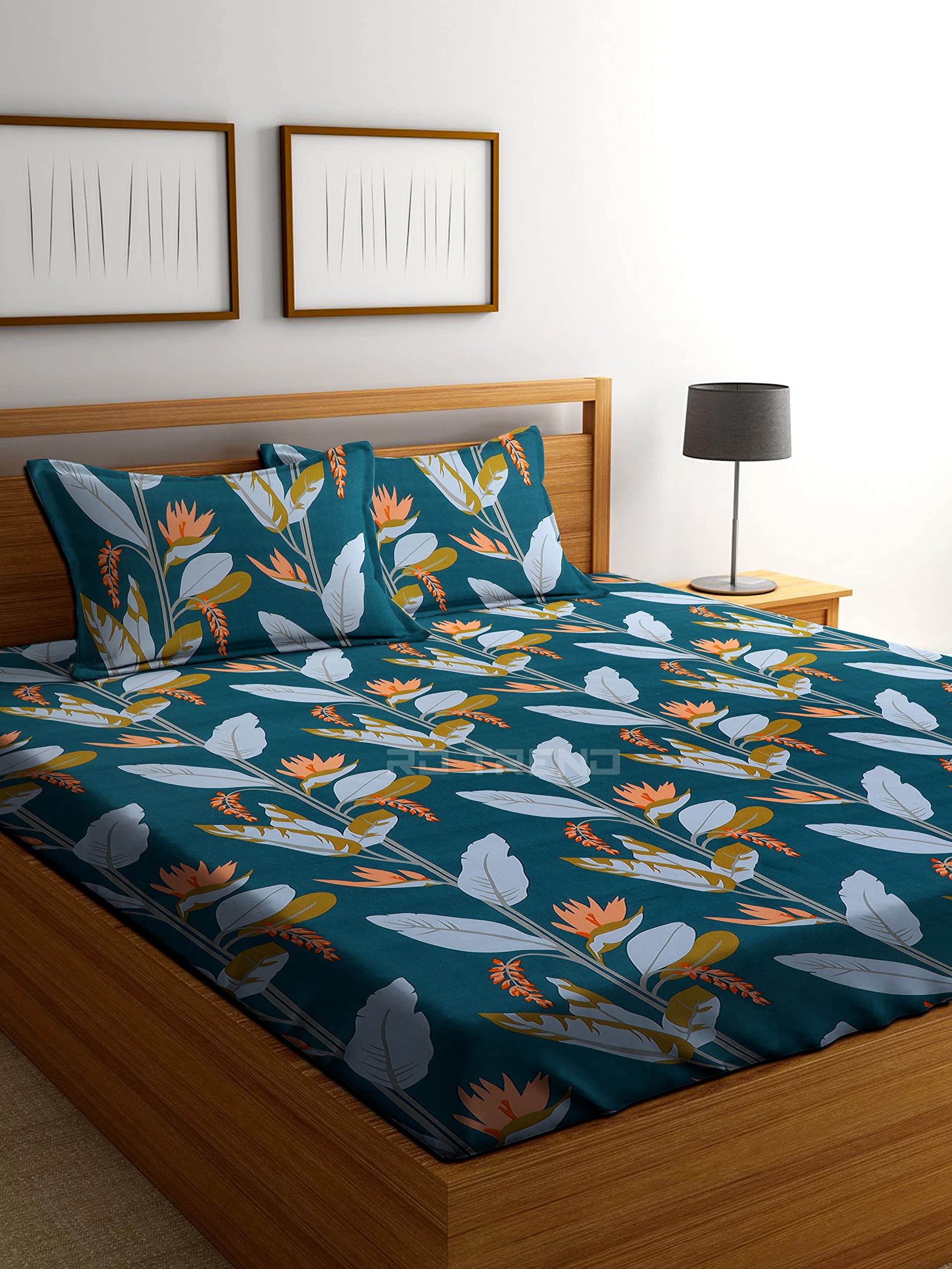 RD TREND Presents Luxurious Glace Cotton Super Soft 210 TC 360° Elastic Fitted Bedsheet King Size (78X72X8 Inch) with 2 Pillow Covers, Color-Multicolor,Pattern-Leaf (B09CTXS8VQ) Amazon Price History, Amazon Price Tracker