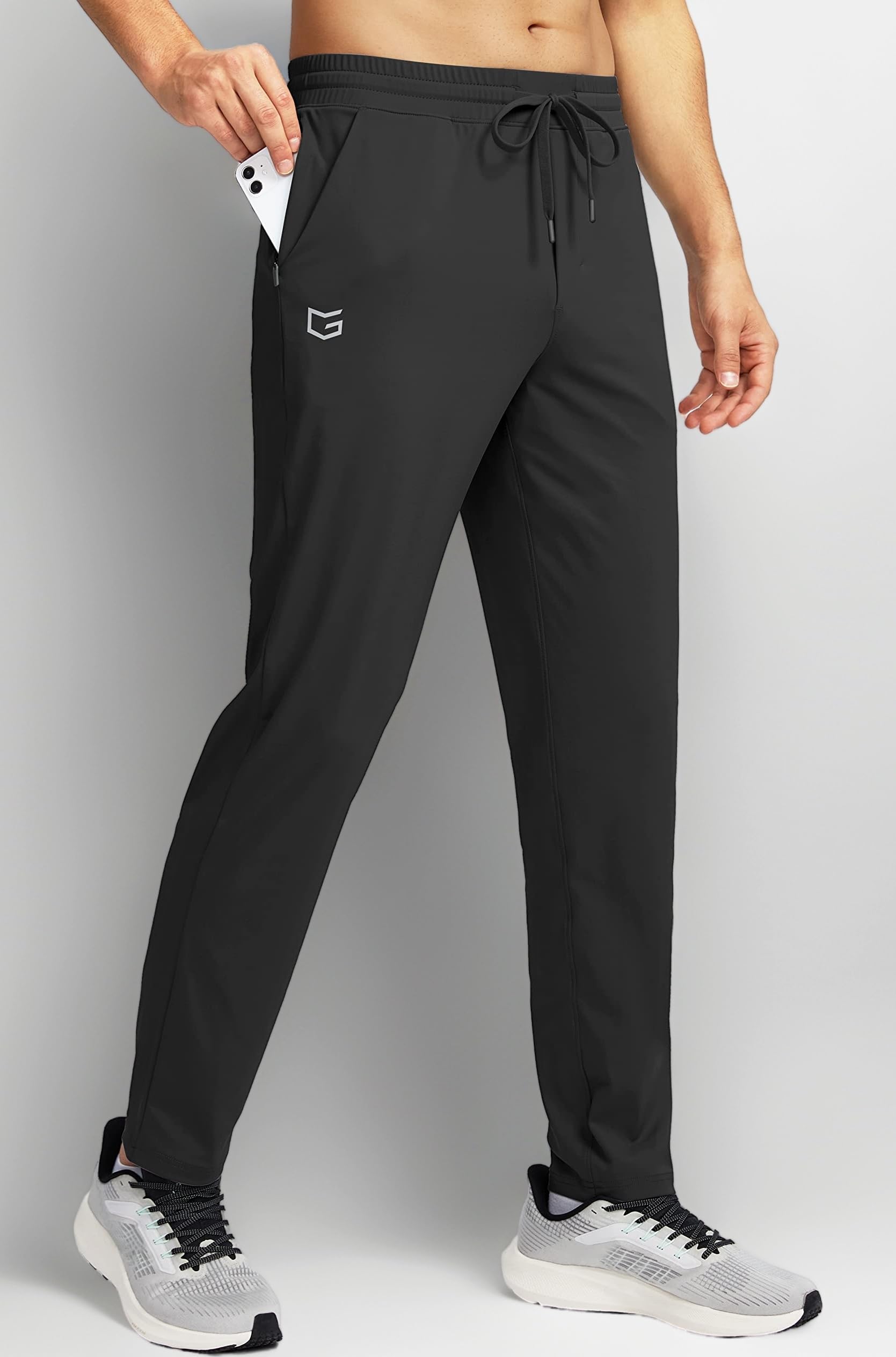 Men's Sweatpants with Zipper Pockets Tapered Track Athletic Pants for Men Running, Exercise, Workout