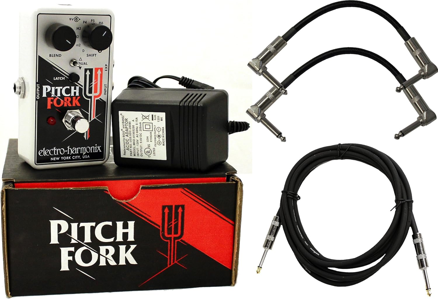 Electro Harmonix Pitch Fork Pedal w/ Power Supply and 3 Cables Musical Instruments