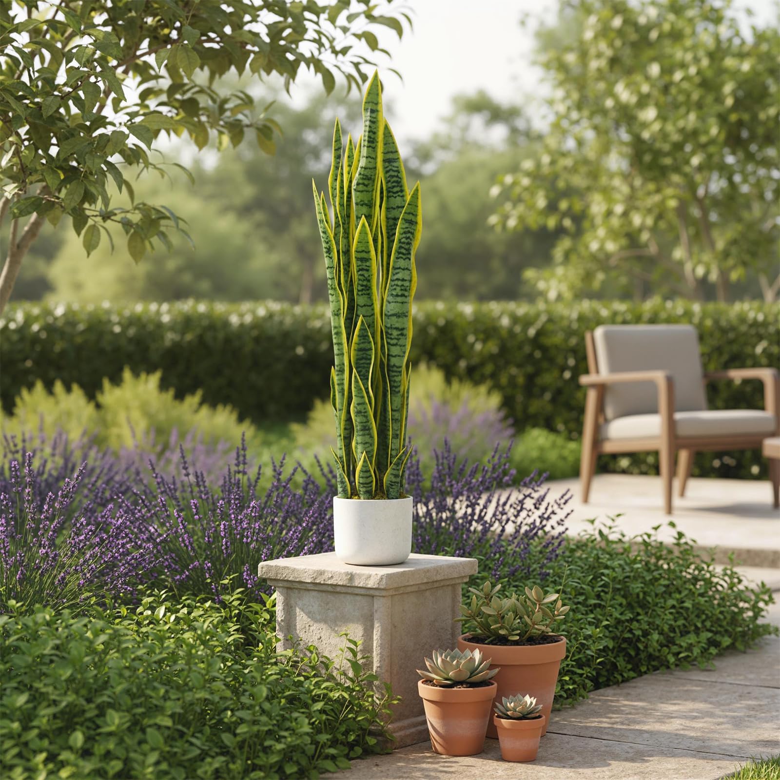Virimolo Künstlicher Bogenhanf 90 cm im Topf, Sansevieria Kunstpflanze