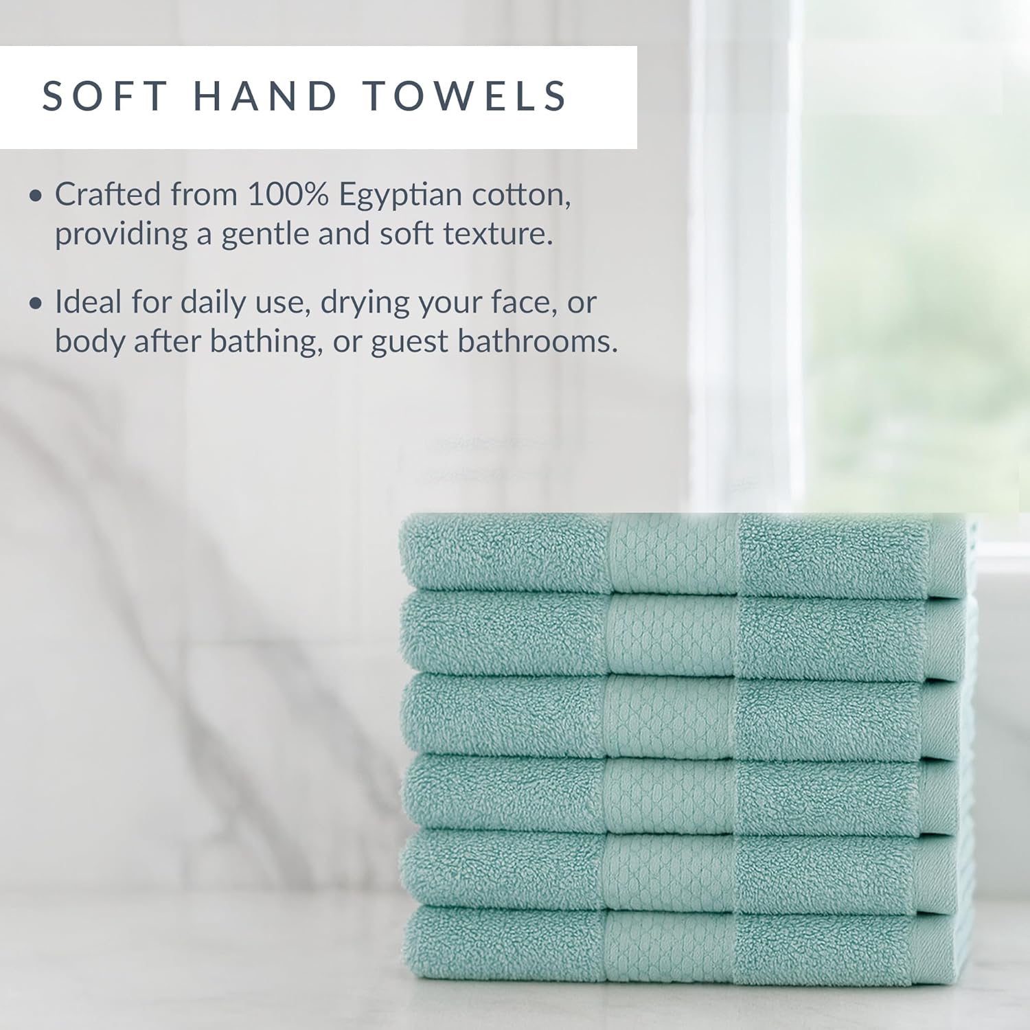 Maisonette Loft Egyptian Cotton Turkish Hand Towels - Soft, Absorbent Washcloths for Face - Ideal Quick Dry Small Towel Wash Cloth Set for Bathroom - (13" x 13", 6 Pack) - Linen
