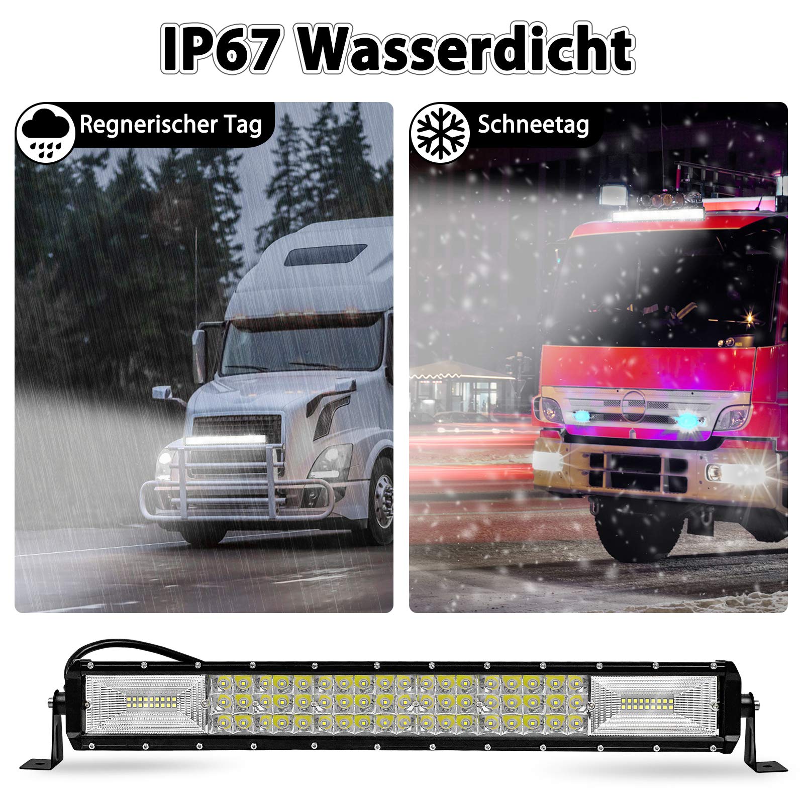 Froadp 675W LED Barra de Luces de Trabajo, Faros de Coche, IP67 Luz Auxiliar Impermeable Fila, Dispositivo de Iluminación Adicionales Seguras y que Ahorran Energía para SUV LKW UTV(1330x80x70mm)
