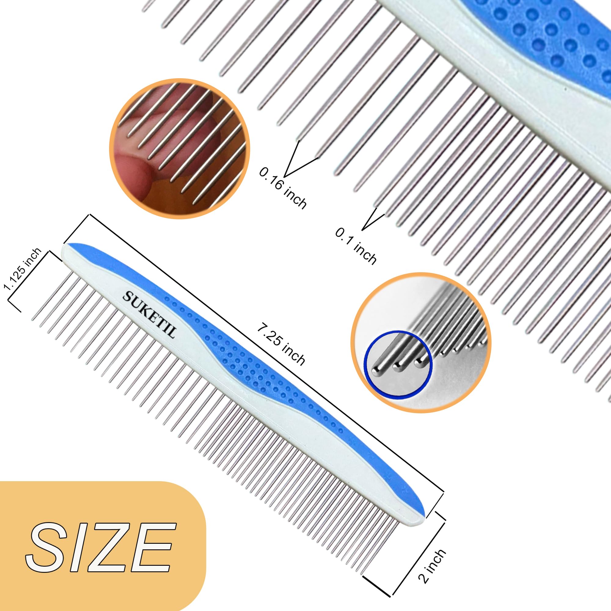 Peine para perros para eliminar enredos y nudos, peine para gatos con dientes de acero inoxidable y mango antideslizante, peines para perros de pelo largo, gatos y otras mascotas (estilo 1)