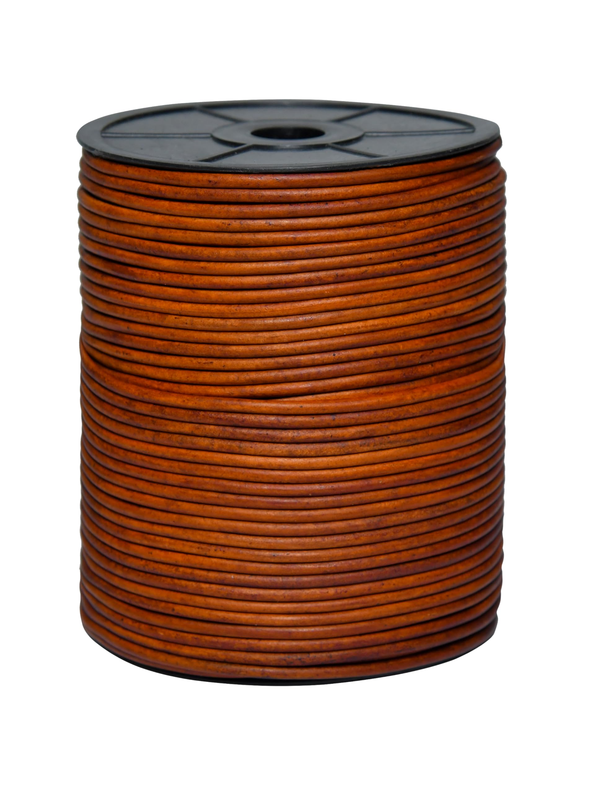 Cords Essentials Distressed Tan Round Genuine Leather String Cord, Rope For Jewelry Making, Necklaces, Bracelets, Kumihimo Braiding, Wraps, Crafts And Hobby Projects (, 3.0 Mm)