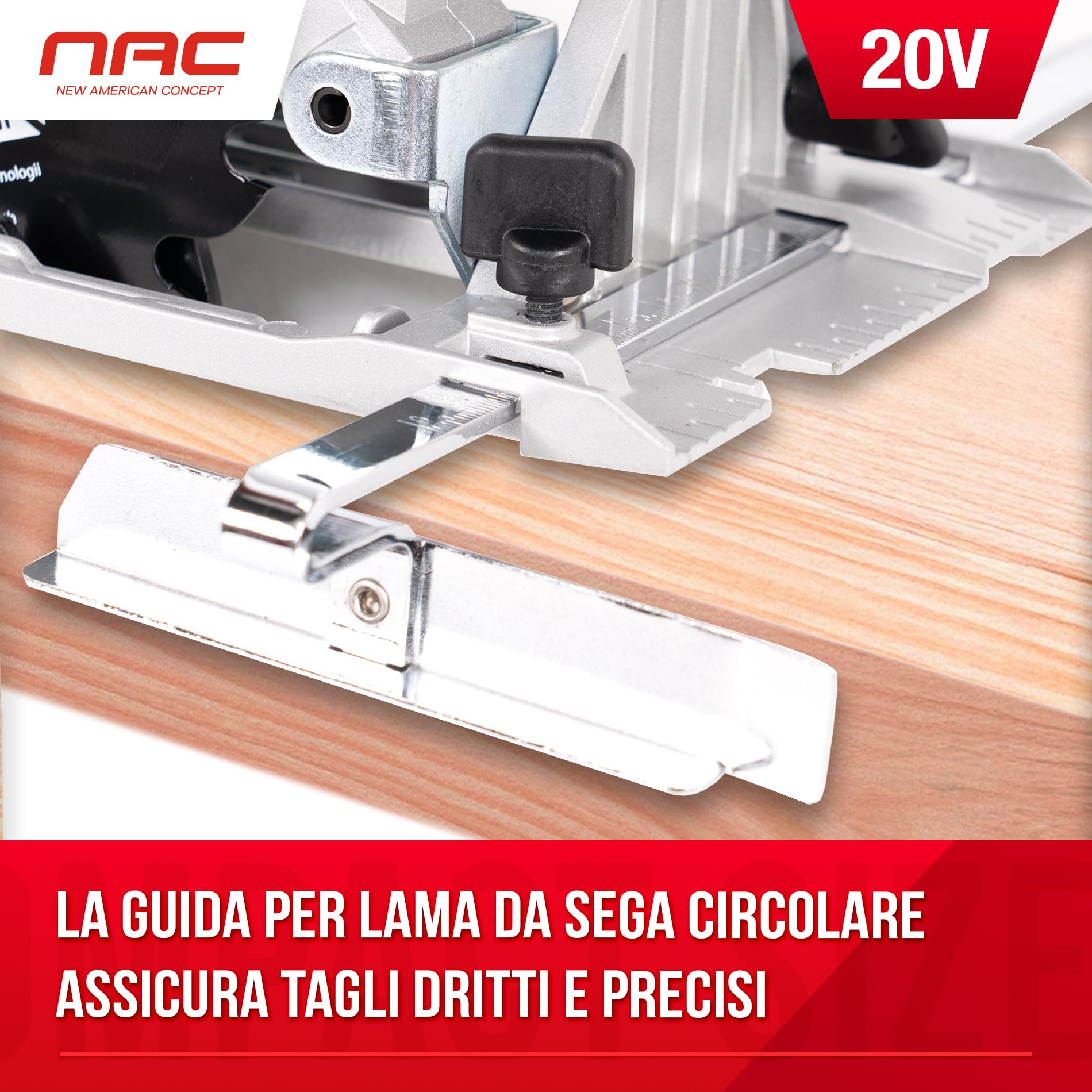 NAC NEW AMERICAN CONCEPT Sierra Circular Manual con Láser de Guía - Sierra Circular a Batería con Sistema de Extracción de Polvo y Virutas - Sierra de Inmersión sin Baterías ni Cargador