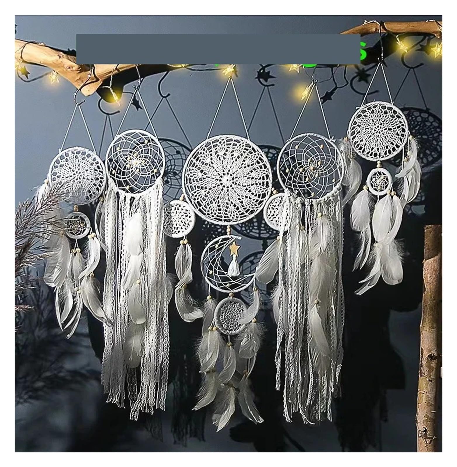 Dream Catcher Dream Catcher Wind Chime Handmade Feather Pendant Indoor Tassel Wall Hanging Wedding Decoration Room Decor(MC)