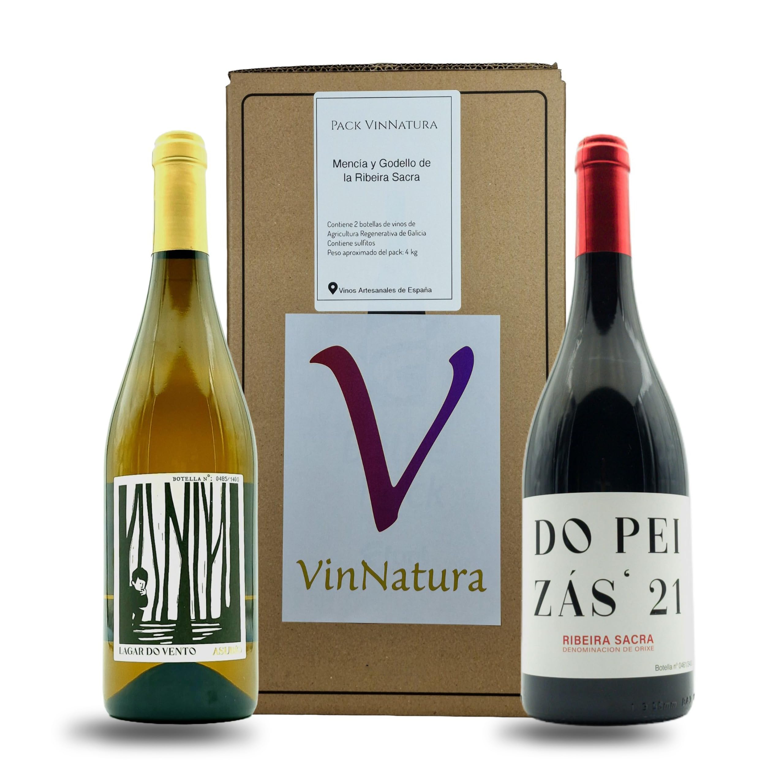 VinNatura Pack 2 Botellas Vinos Mencía y Godello de Ribeira Sacra