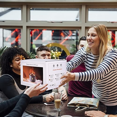 Miniatura 7 de YayaHappy - Difusores de aceites esenciales con control remoto humidificadores para dormitorio 12 fl oz difusor de llama y volcán luz nocturna roja