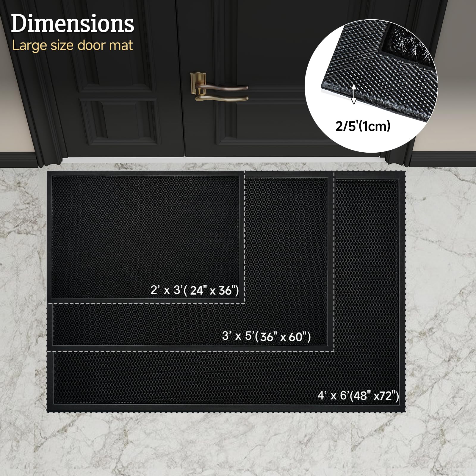4x6 FT Elastic Dirt Trapper Mat with Rubber Backing for entryway(Jet Black) — Amazon image 2