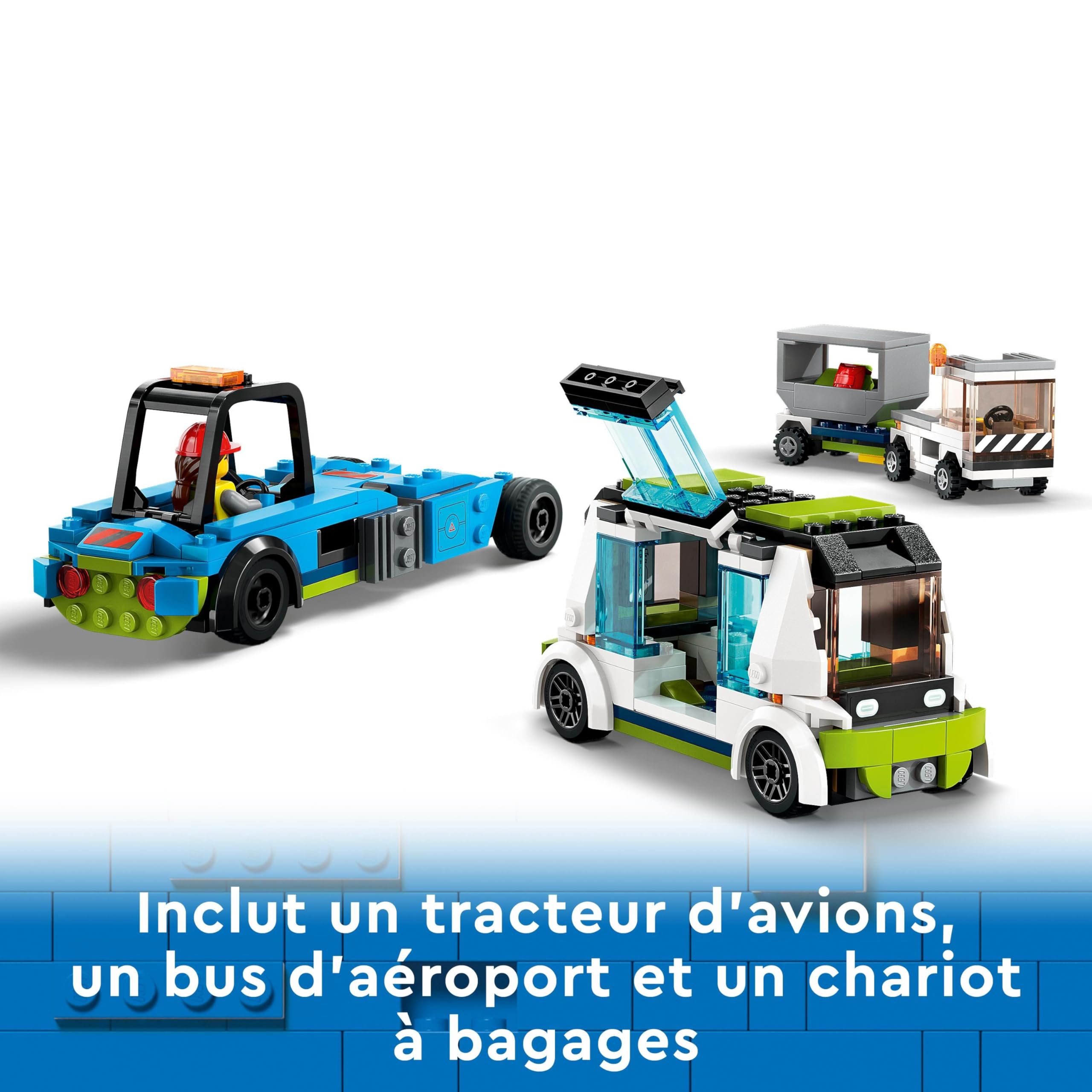 LEGO 60367 City L’Avion de Ligne, Jeux de Construction, Maquette d'avion pour Noël, avec Véhicules de l'Aéroport : Bus, Remorqueur, Chargeur, Camion à Bagages et 9 Minifigurines, Cadeau