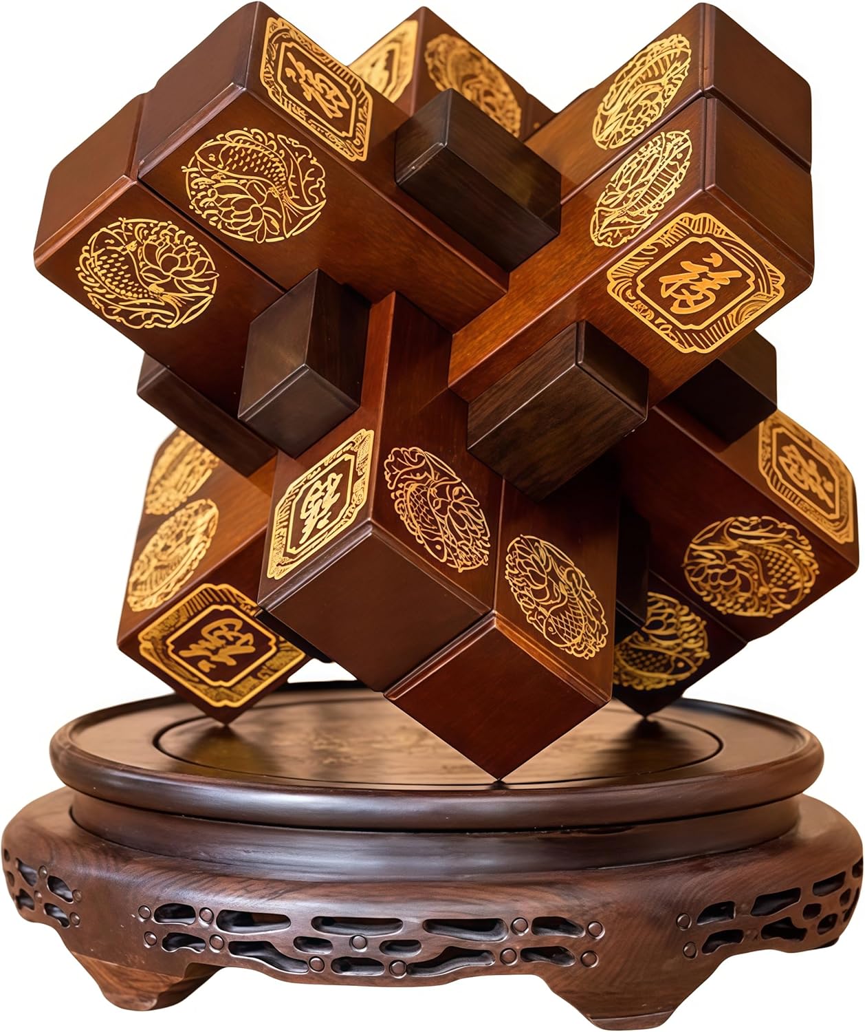 Top Natural Wooden Burr Puzzles, Kongming Lock, Kong Ming, Luban Lock, Chinese Decor & Gifts, Chinese New Year Decor