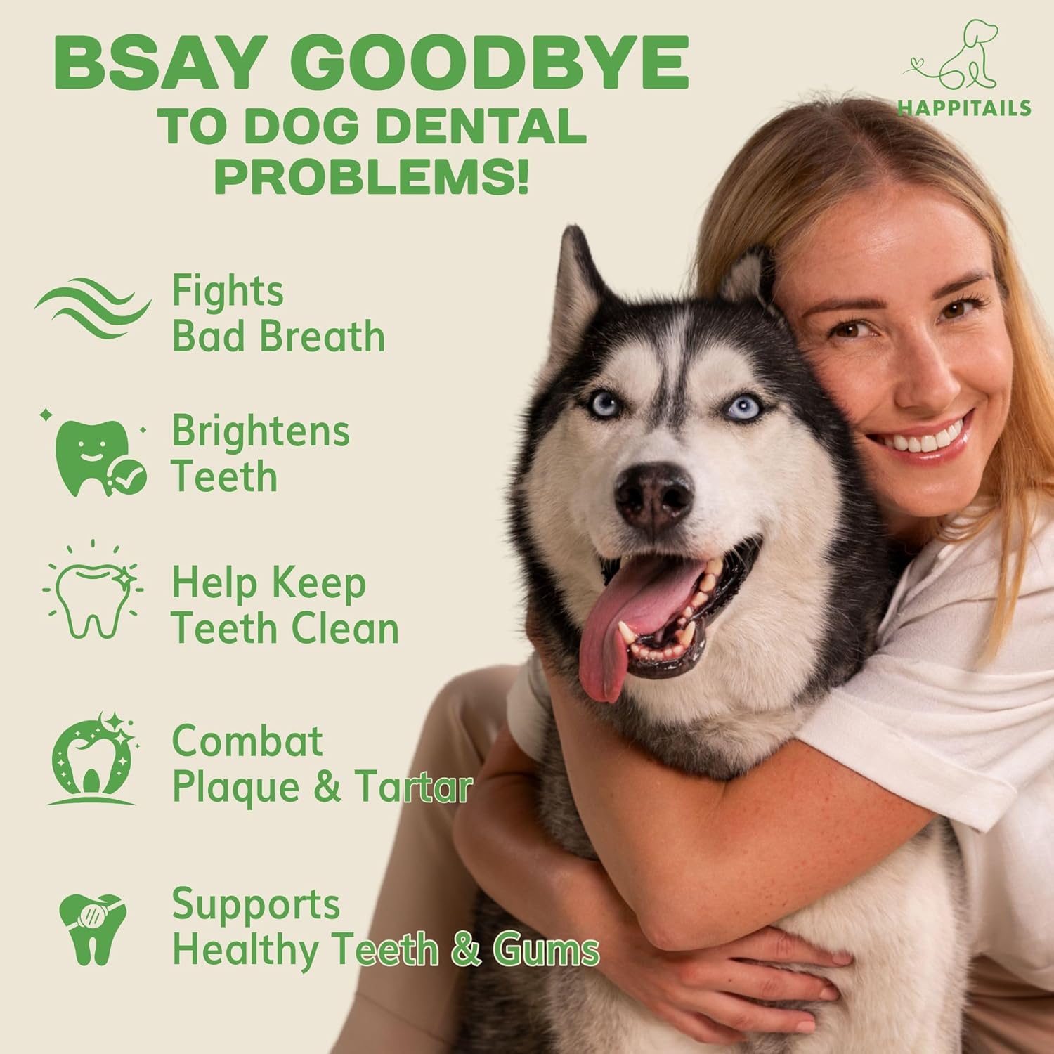 Dog Dental Powder Supplement | Daily Oral Care Support with Enzymes & Probiotics | Mint-Flavored Powder for Dogs | Easy Sprinkle Over Food | 45 Servings