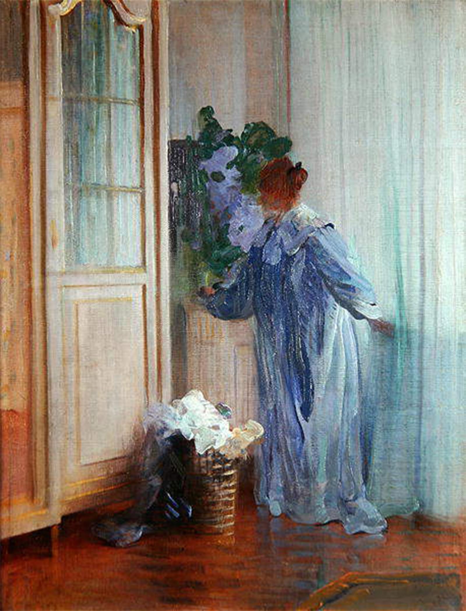 POSTERIIk Vintage Classic Picture Landscape Artwork the Wife of the Painter At the Window by Curt Herrmann Portrait Canvas Painting for Office Home Decor 60x90cm