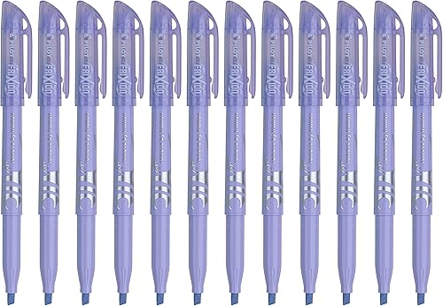 Pilot FriXion - Resaltador borrable pastel, punta de cincel, tinta morada, 12 unidades