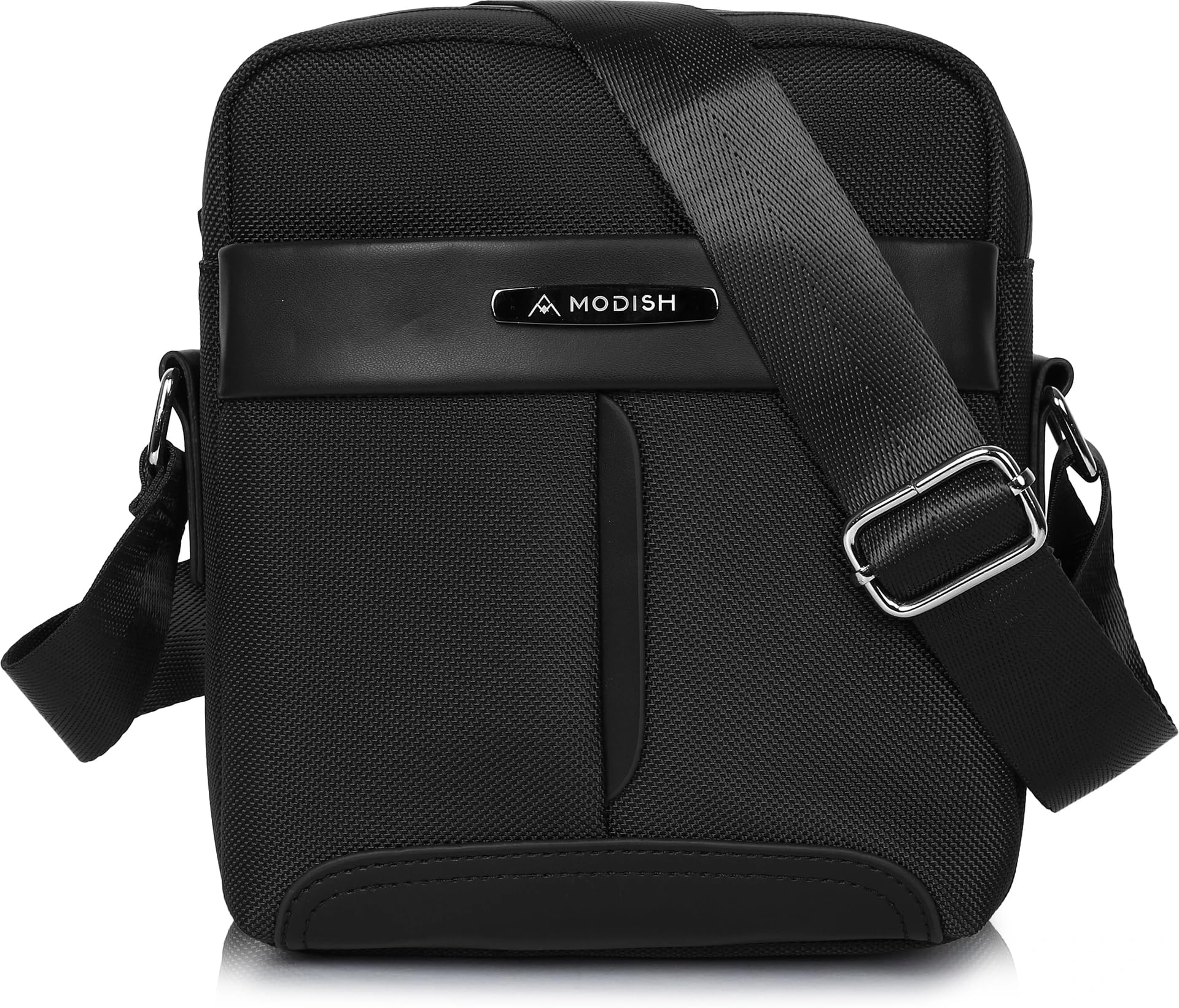modish Men's Crossbody Sling Bag, Brown, Textured Fabric with Faux Leather Trim, Adjustable Shoulder Strap-picture-11