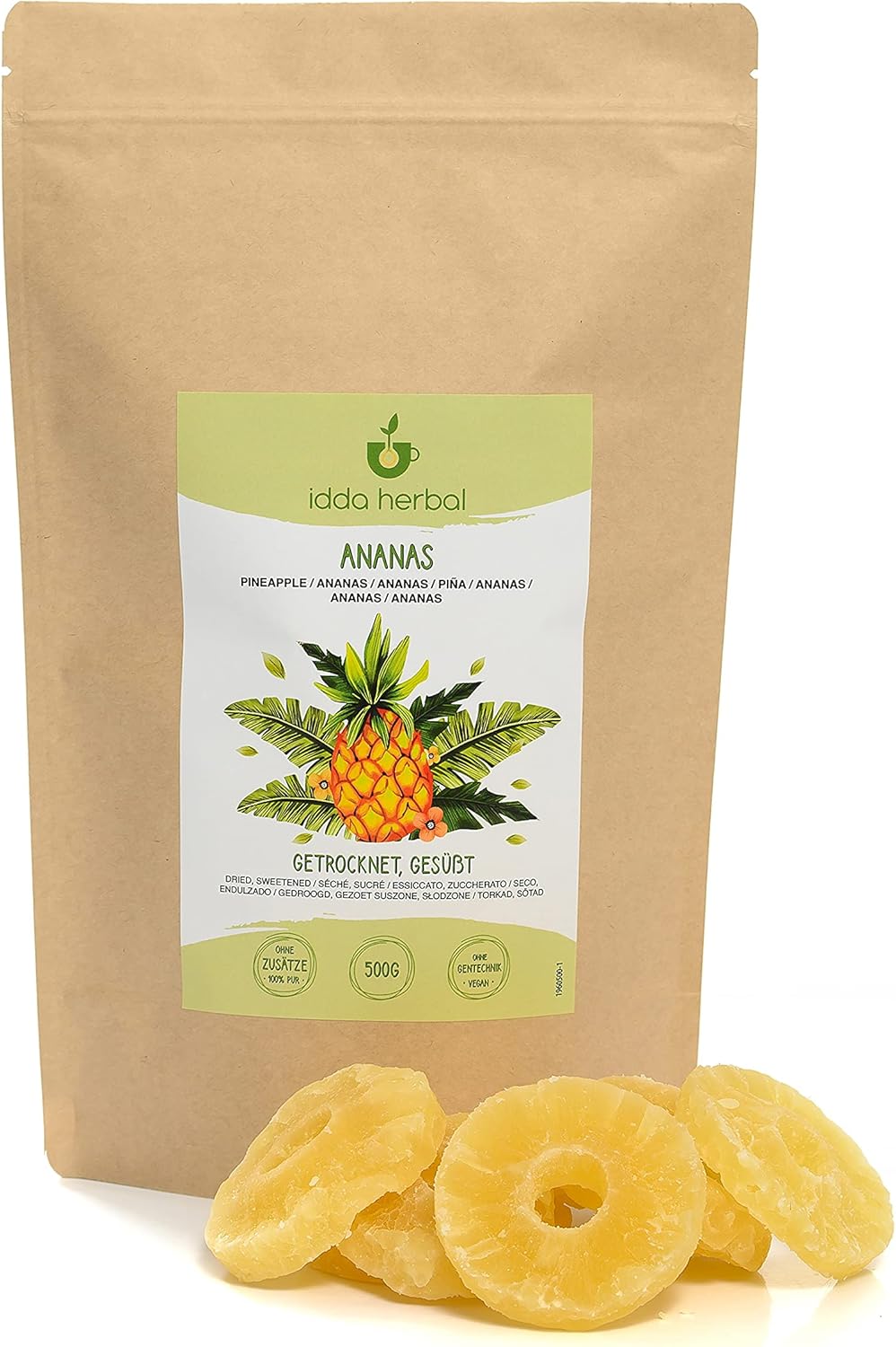 Dried pineapple rings (500g, 1.1lb), sweetened dried pineapple