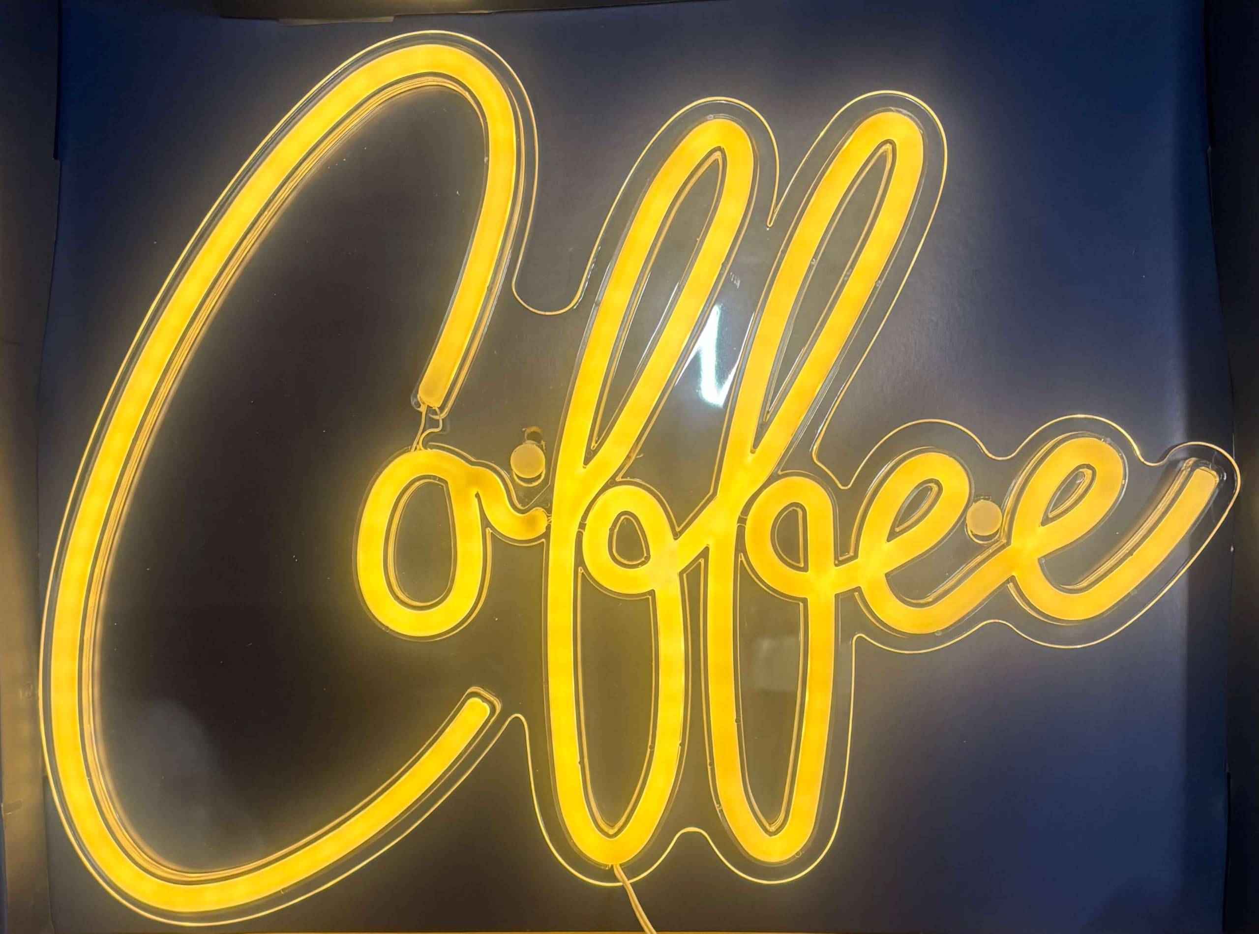 Sil Interiors | Coffee Neon LED Sign, Yellow, Crystal Clear Acrylic, 40x31cm, USB Powered, Wall Hanging