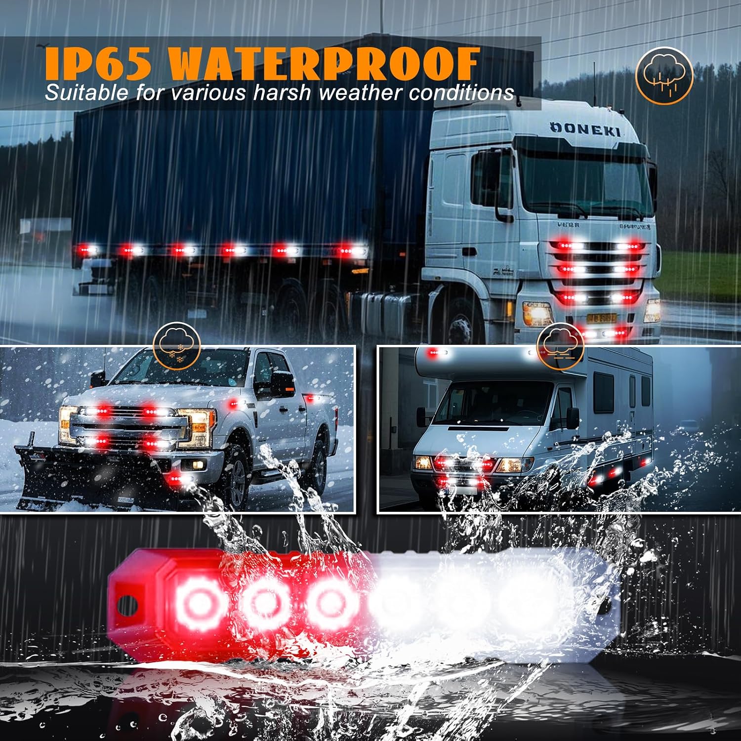4 PCS Emergency Strobe Grille Lights, Ultra Slim Red and White Safety Warning Flashing Lights Surface Mount Led Strobe Lights for Trucks Vehicles Van SUV ATV Police Car Firefighter