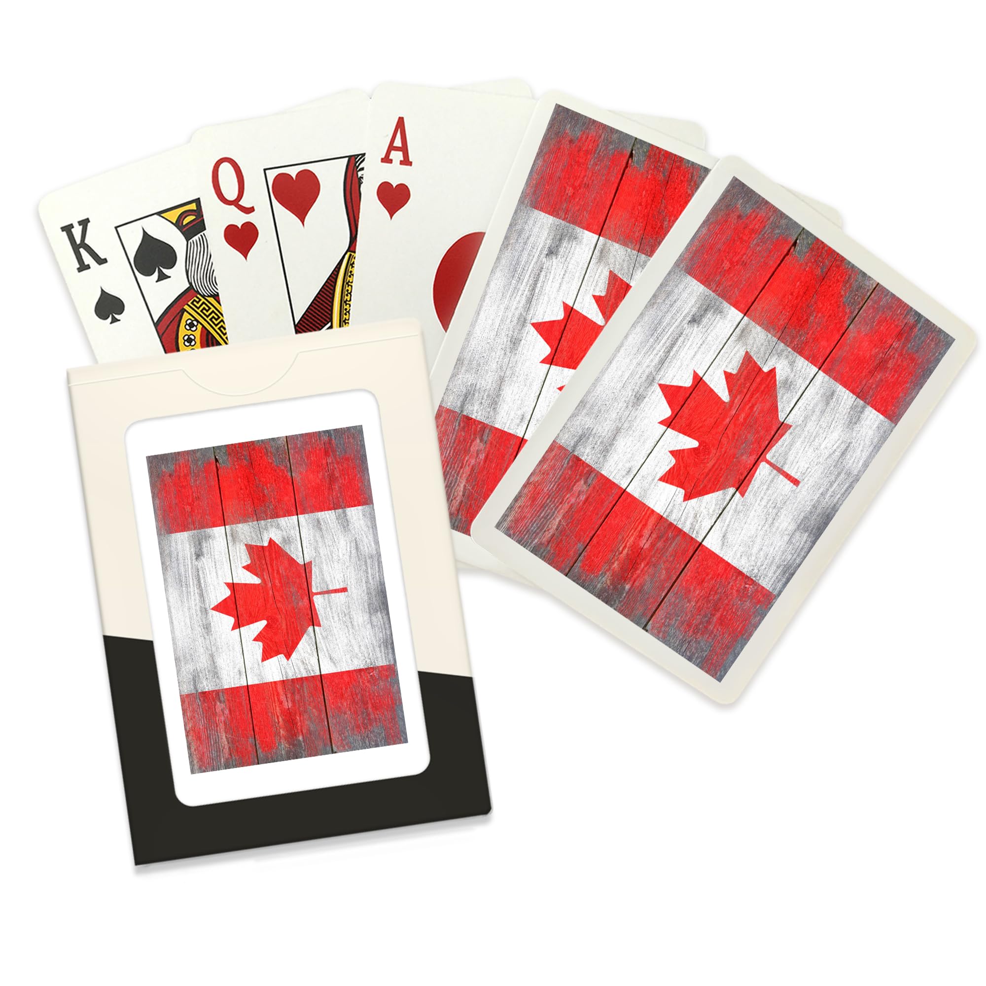 Lantern Press Rustic Canada Country Flag (52 Playing Cards, Poker Size Card Deck with Jokers)