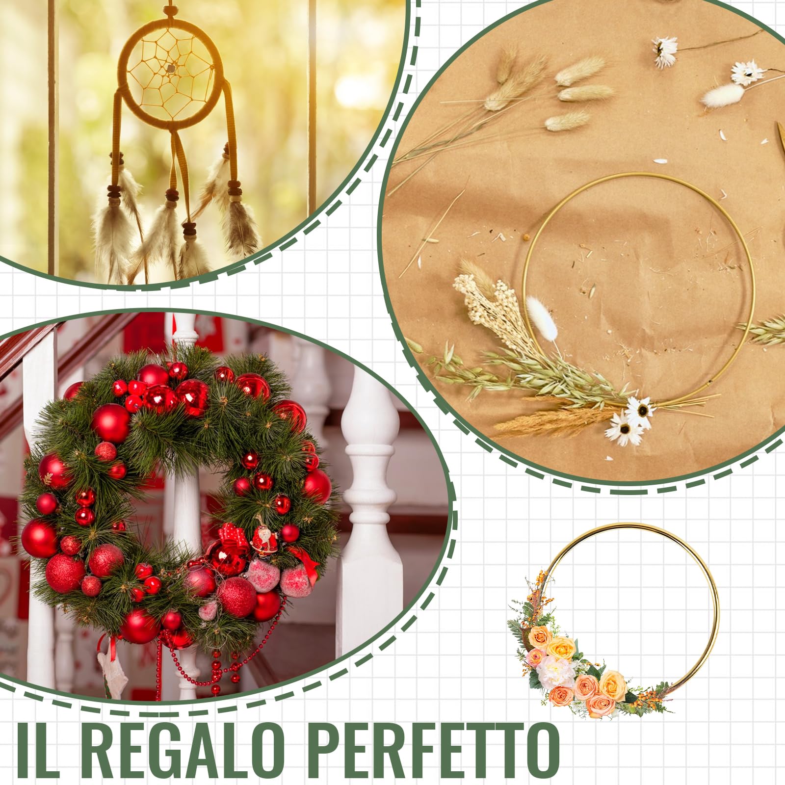 VEGCOO 20 Pezzi Cerchi per Acchiappasogni,10 cm Anelli in Metallo Cerchio Metallici Oro, Cerchi in Ferro Macramè per Acchiappasogni Fai da Te Artigianato e Creazioni