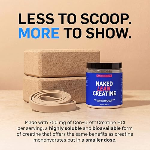 Miniatura 5 de NAKED Lean Creatine HCl en polvo, 100 porciones  Clorhidrato de creatina Con-Cret con extracto orgánico de tuna espinosa, electrolitos  crecimiento