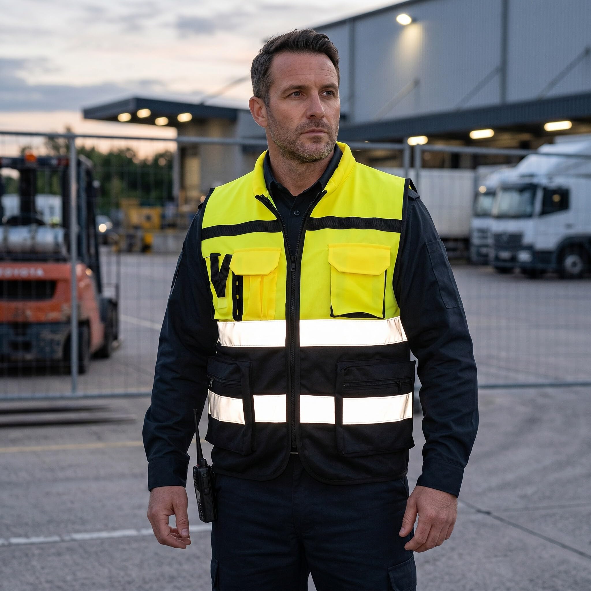 Alomejor Gilet di Sicurezza Riflettente Giallo, Gilet di Sicurezza con Cerniera Ad Alta visibilità con Tasche per Lavorare