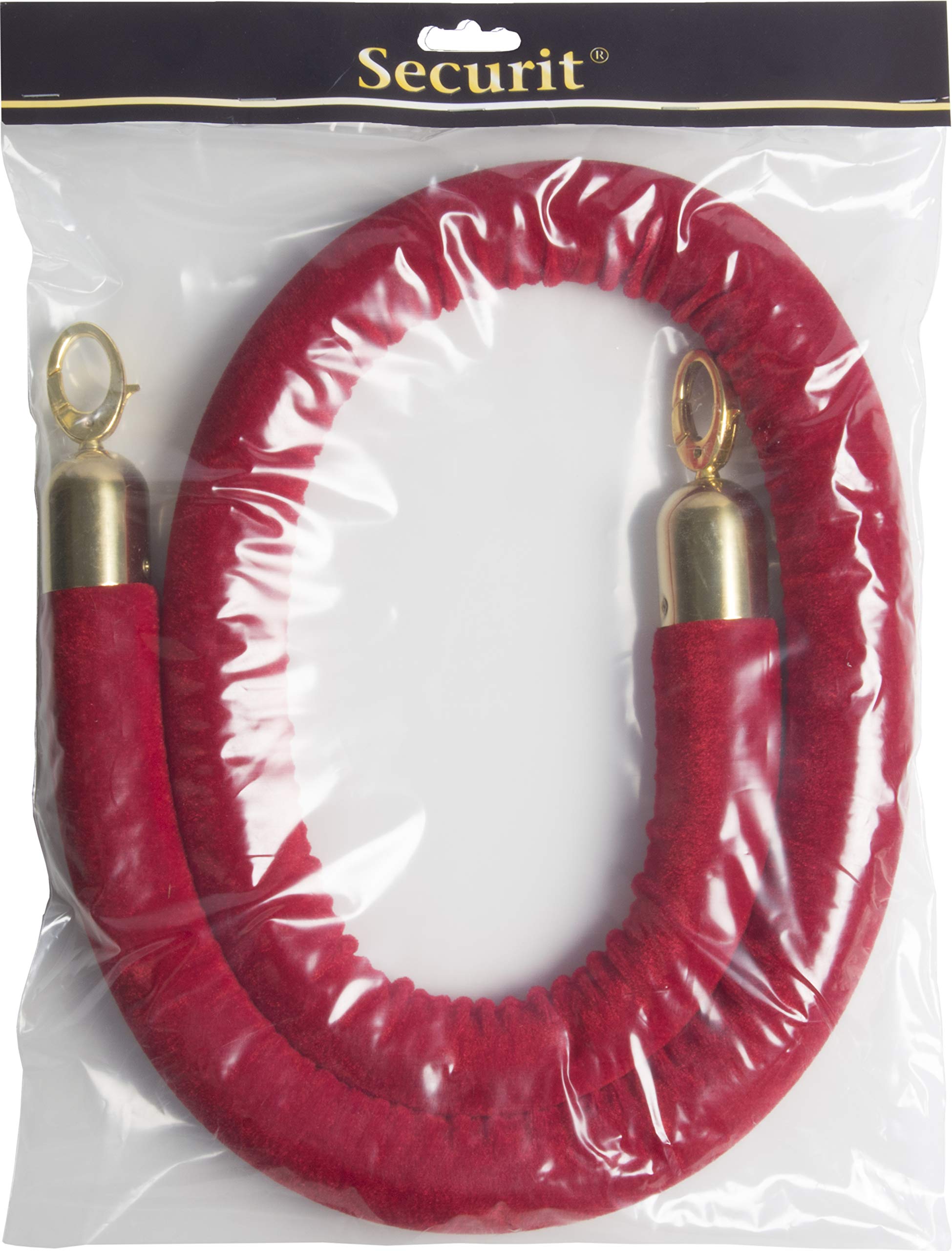 Securit American Metalcraft RSCLRPGORD Velour Red Rope, Gold Ends