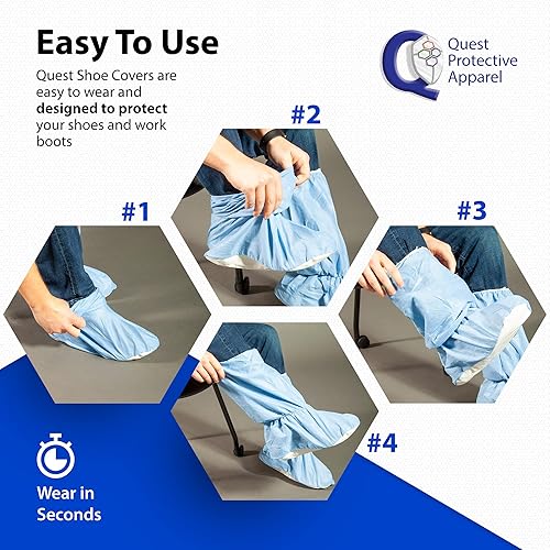 Miniatura 6 de Quest Traction - Fundas desechables para botas y zapatos, protectores antideslizantes de 18 pulgadas de alto, resistentes al agua y al