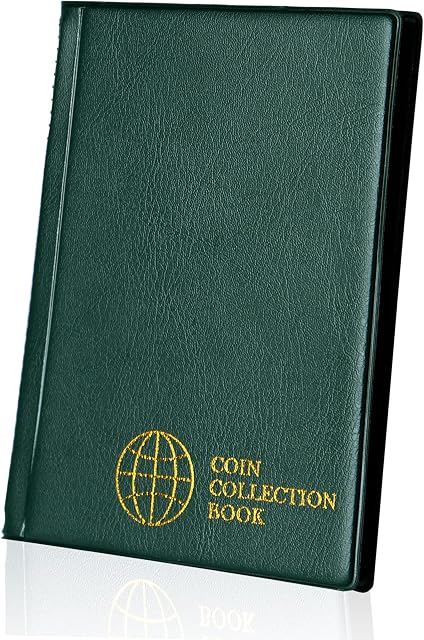 Coin Collection Album 120 Pockets - 3x3cm/1.2x1.2 inch Coin Holder Book Coin Storage Album Money Penny Pocket for Collectors Green CS0112GR