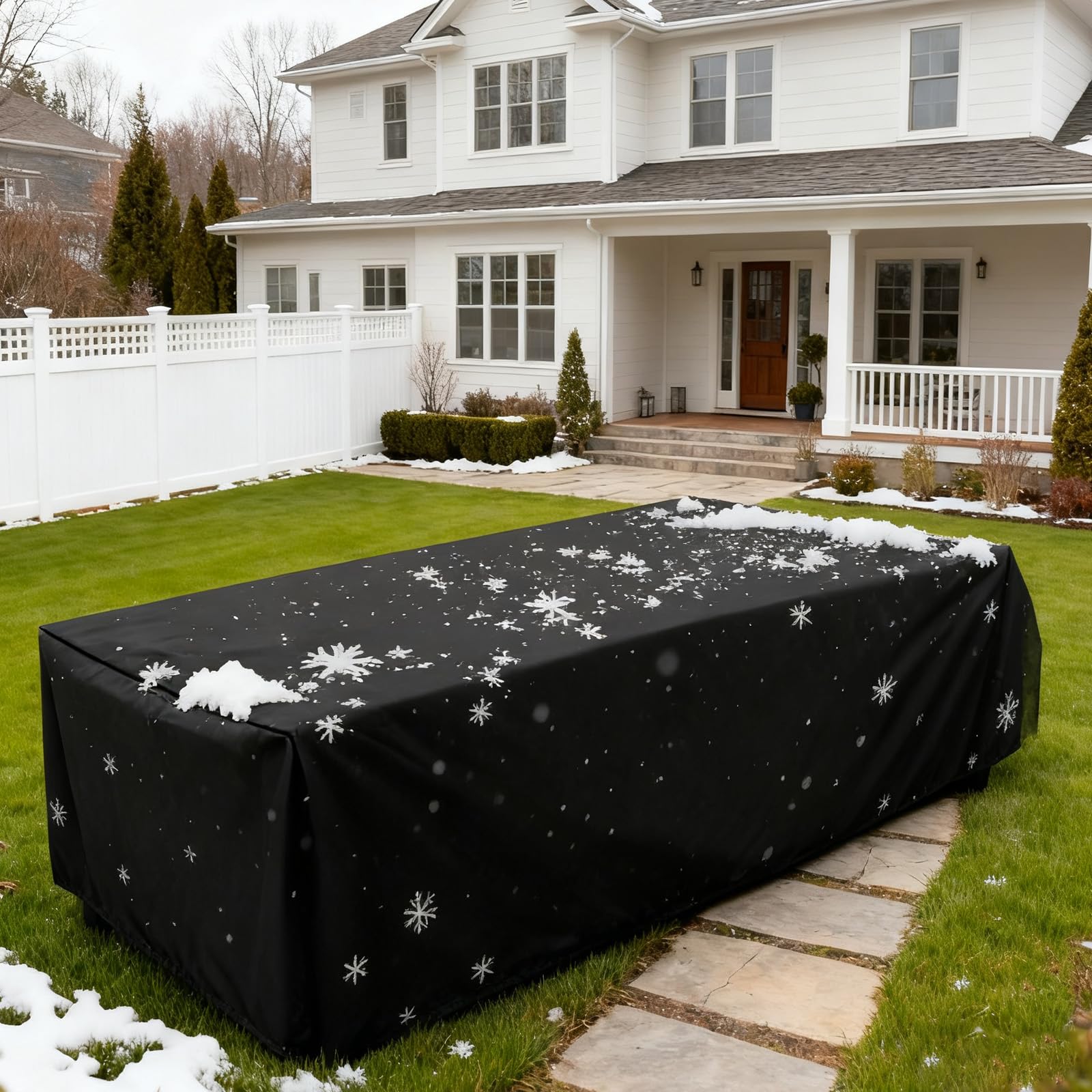 Gartenmöbel Abdeckung Wasserdicht 320x170x160cm/LxBxH Tischhaube Gartentisch Abdeckung 600D Oxford Abdeckhaube Tischplatte Schutzhülle Tisch Gartenmöbel Wasserdicht Winddicht UV-Beständiges