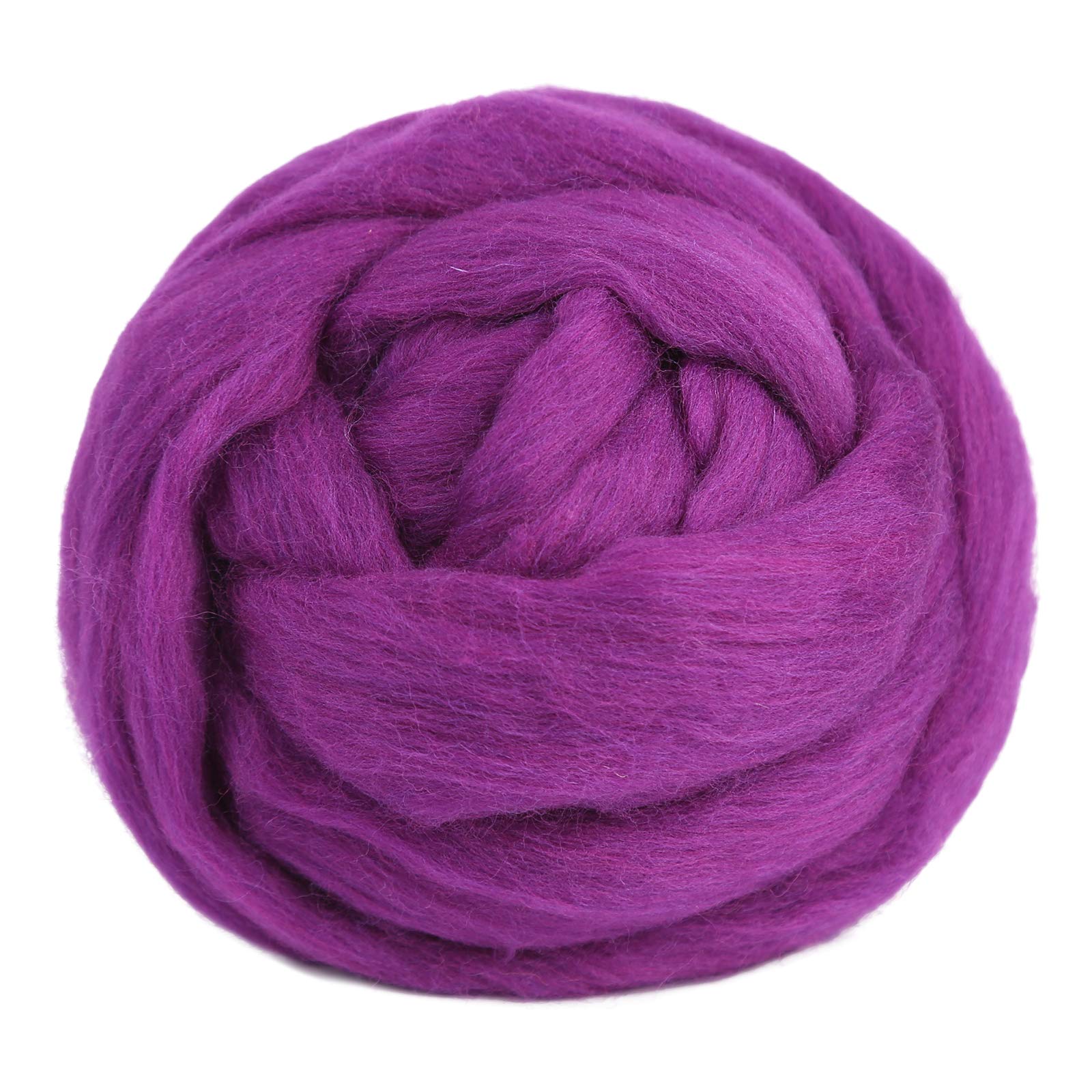 Jupean 3.53oz Wool Roving Yarn, Fiber Roving Wool Top, Wool Felting Supplies, Pure Wool, Chunky Yarn, Spinning Wool Roving for Needle Felting Wet Felting DIY Hand Spinning (purple)