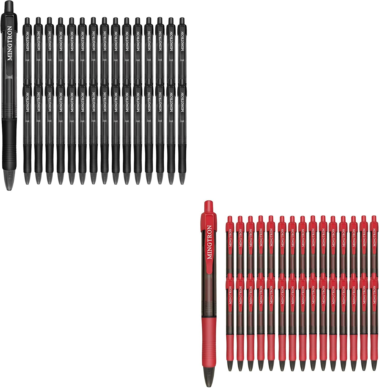 Gel Pens, 30 Pack Red Pens + 30 Pack Black Pens Fine Point, No Smear Ink Pens for Left Hand, Click Pens Bulk, Retractable Rollerball Pens for Smooth Writing, 0.5MM, Black & Red Ink