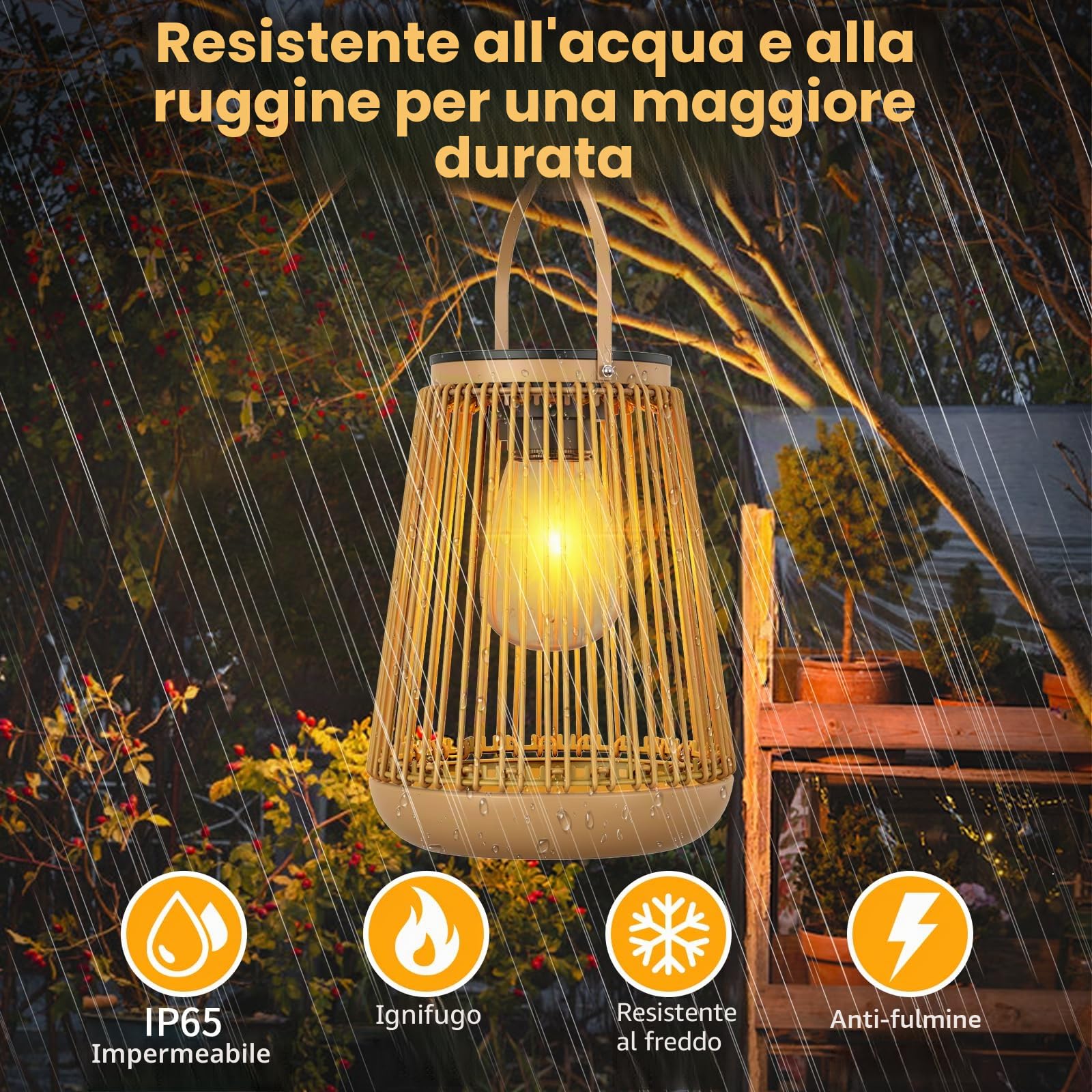Lanterne da Esterno, KagoLing Lanterna da Esterno 4 Pezzi Lanterne Solari da Esterno IP65 Impermeabili, Interruttore Automatico, Decorazione per Giardino, Patio, Balcone, Terrazza, Feste