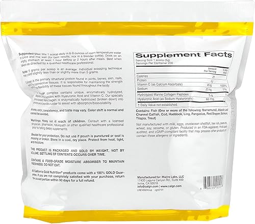 Miniatura 2 de California Gold Nutrition CollagenUP®, péptidos hidrolizados de colágeno marino con ácido hialurónico y vitamina C, sin sabor, 2.2 lb (1 kg)