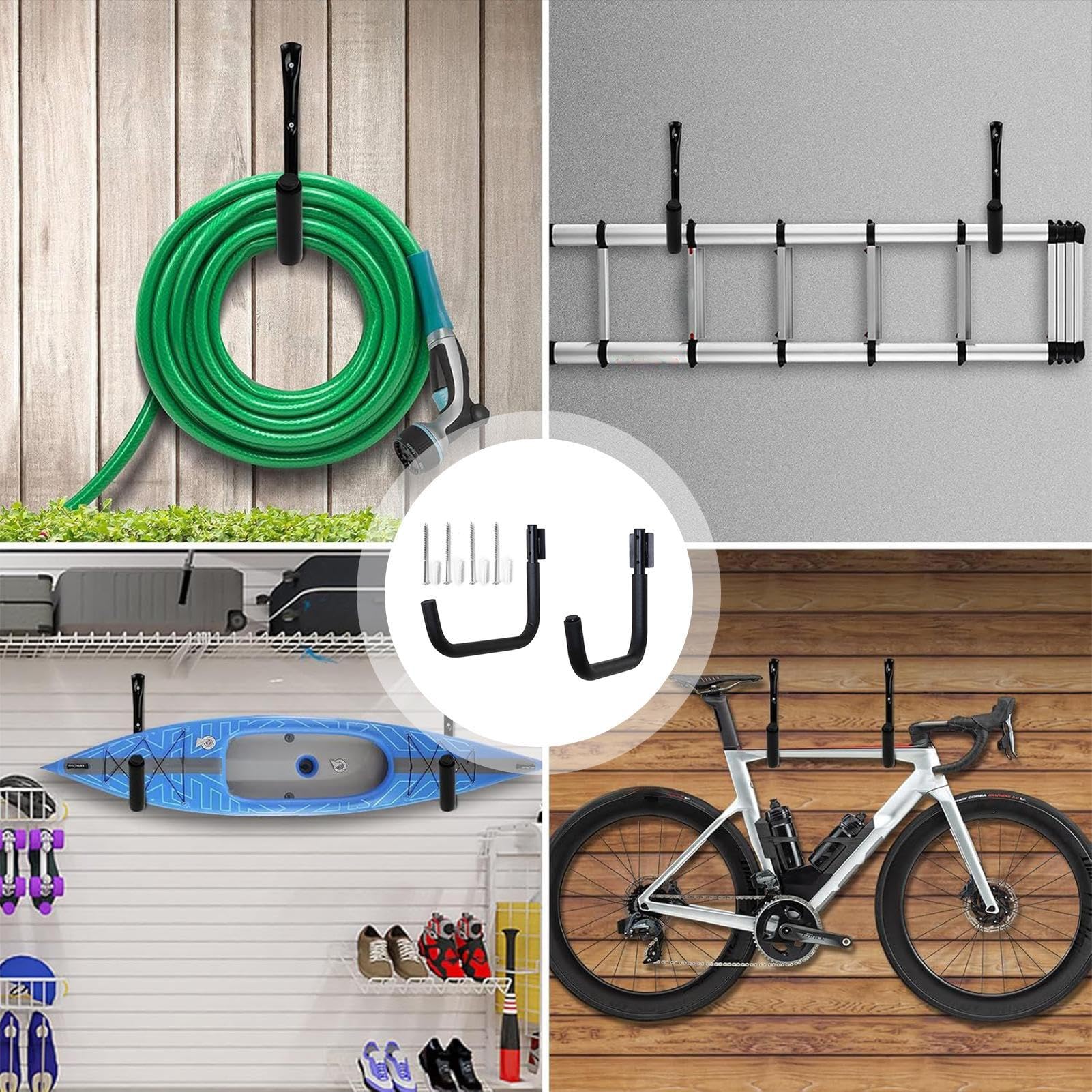 Porta Kayak Supporto in Acciaio Risparmio Spazio con Viti | Rack da Parete per Immagazzinaggio Per Sci Paddleboard Canoa Wakeboard Barca Bicicletta Corda Interno Soggiorno Dormitorio