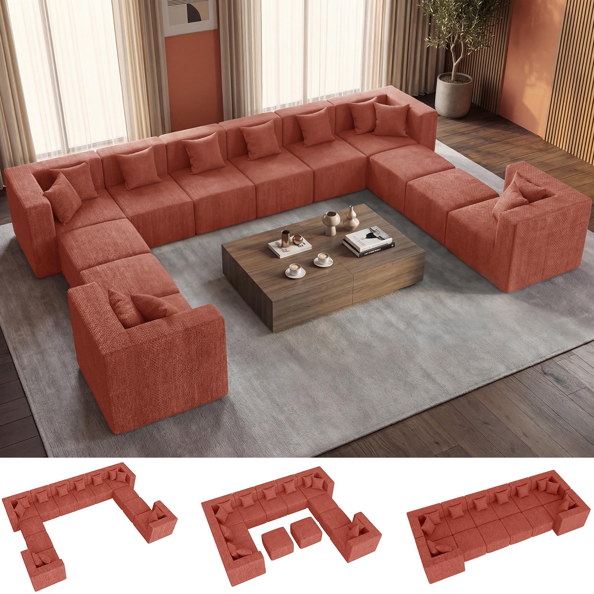 MONVANE 12-Seat Oversized U-Shaped Couch