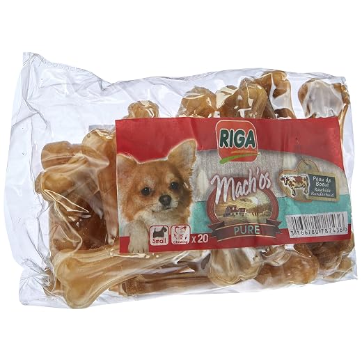 Riga - Mach'Os - Os à Mâcher en Peau de Boeuf - Idéal pour Entretenir la Dentition des Chiens - Mastication Utile et Prolongée - Paquet de 20