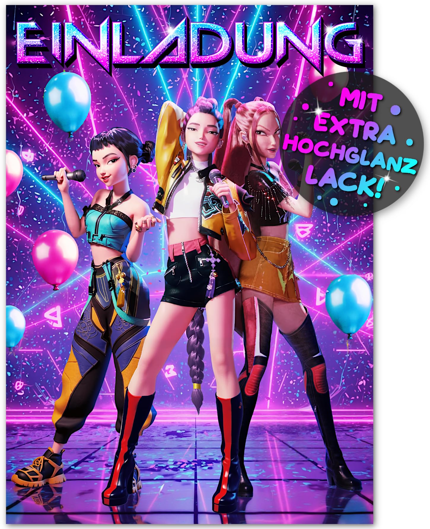 VULAVA 12x Popstars EINLADUNGSKARTEN Kindergeburtstag Mdchen Junge - die K-Pop Party Karten sind die EINLADUNG fr Teenager Jungen Kinder Geburtstag Monster Jger Geburtstagseinladung Karaoke Glitzer