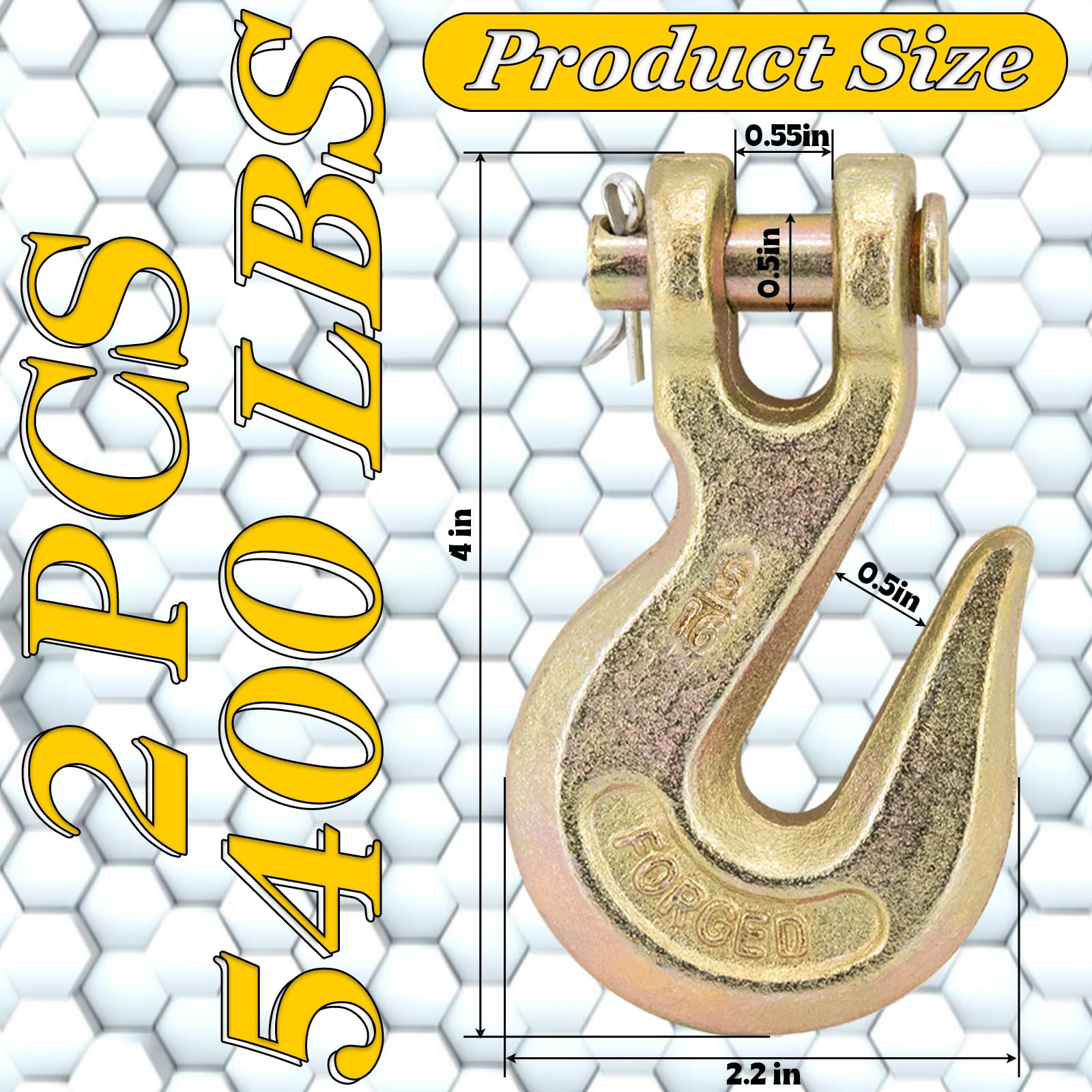 G70 5/16 Clevis Grab Hooks Heavy Duty Chain Hook for Truck Trailer, Chain Forged Alloy Steel Chain Hook for Transport - 5,400 LBS Capacity(2 Pack)