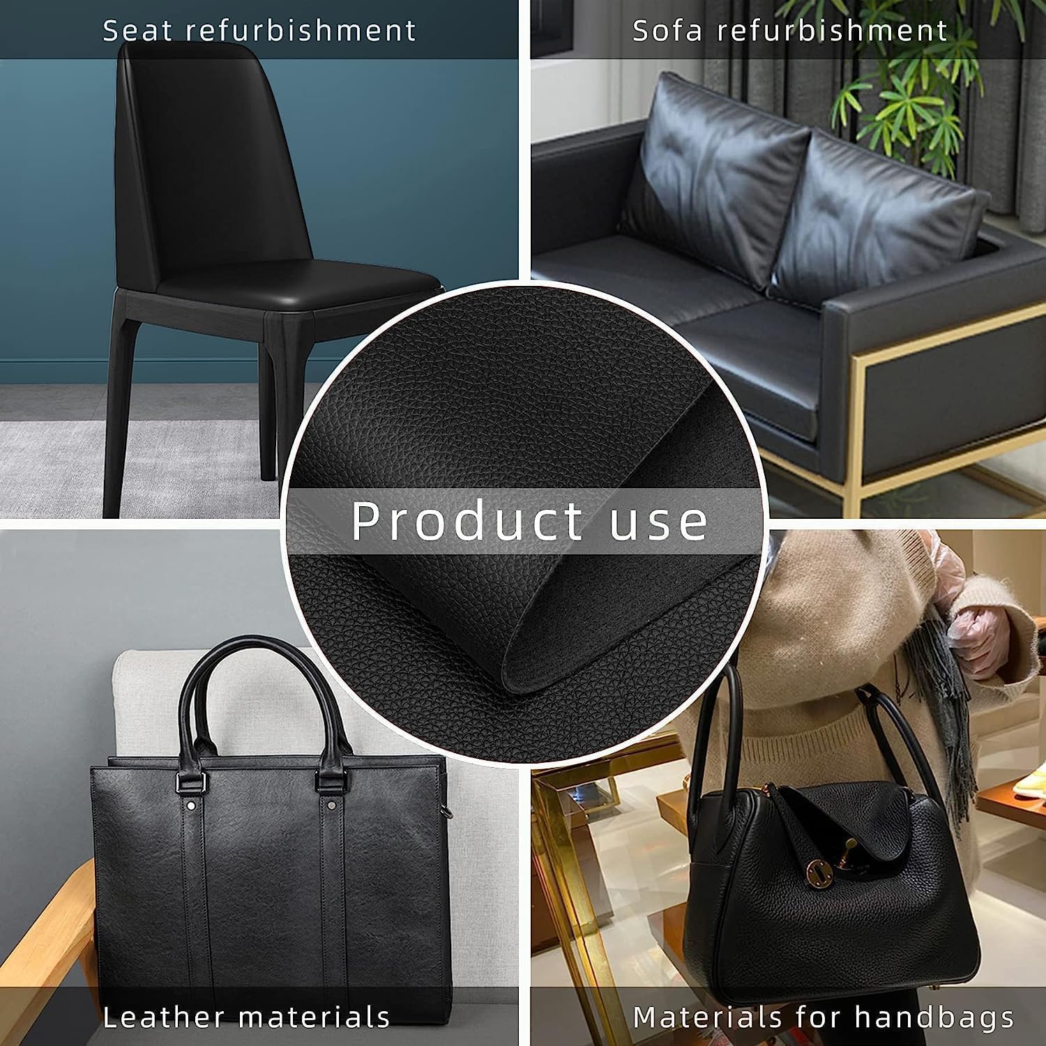 STL Black Self-Adhesive Leather Repair Patch – 30x60 cm Leather Tape for Sofa, Car Seat, Chair, Furniture, Couch & Upholstery – Easy Peel & Stick (1 Pc)