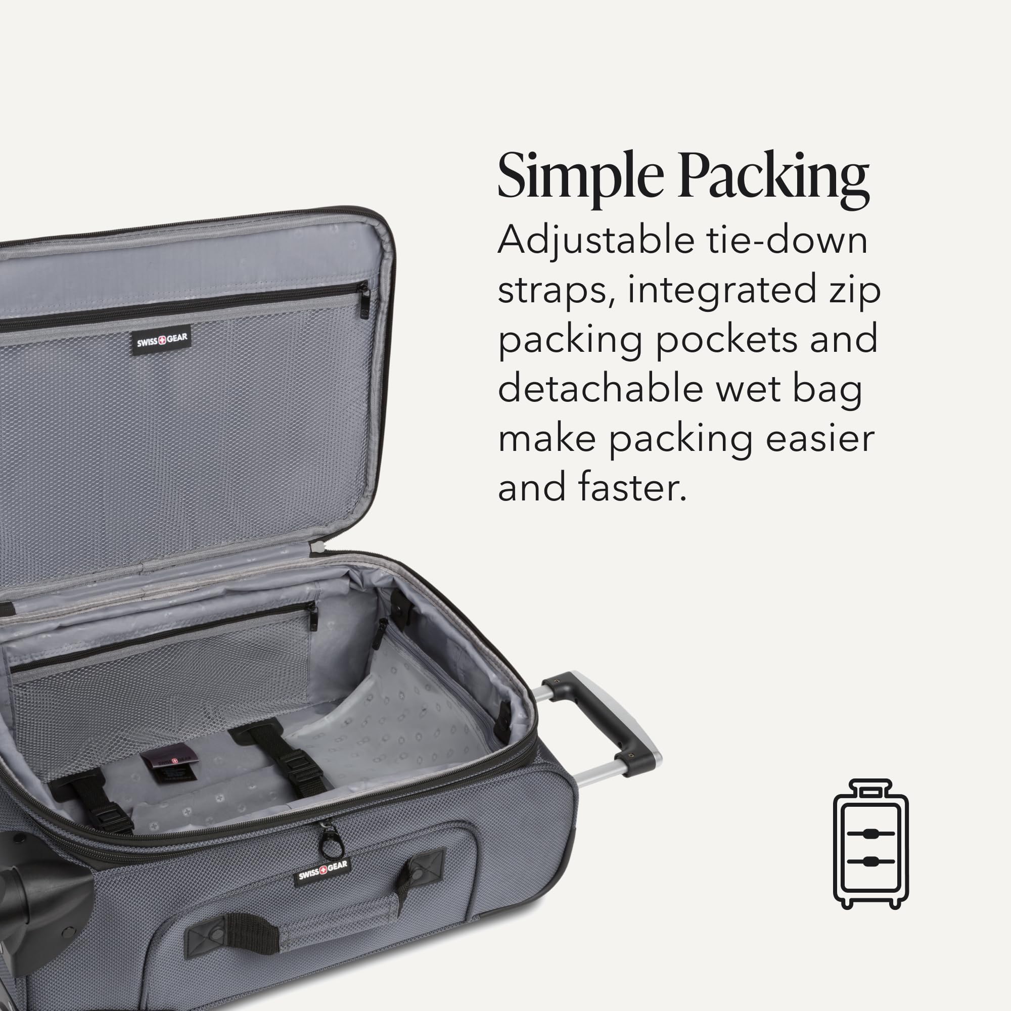 SWISSGEAR Sion Softside Expandable Spinner Luggage Durable Lightweight Travel Suitcase, Dark Grey, 2-Piece Set (Carry-On/Medium) view 4