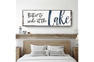 Rustic Lake House Wall Art | 'Better to Wake at the Lake' Canvas Sign