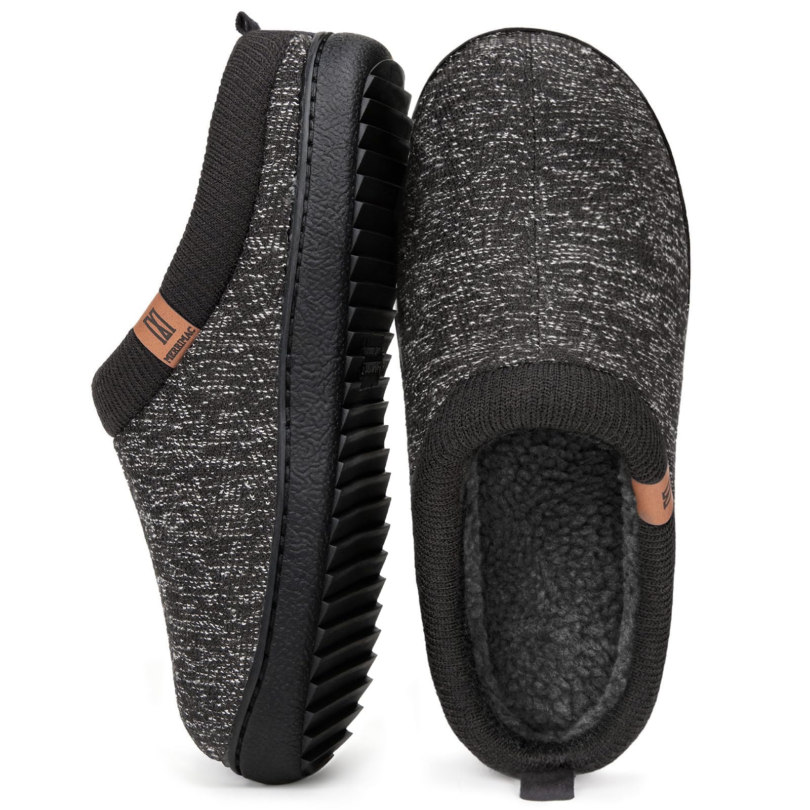 MERRIMAC Men's Slip on Slippers Comfy Memory Foam Non Slip Indoor House Shoes