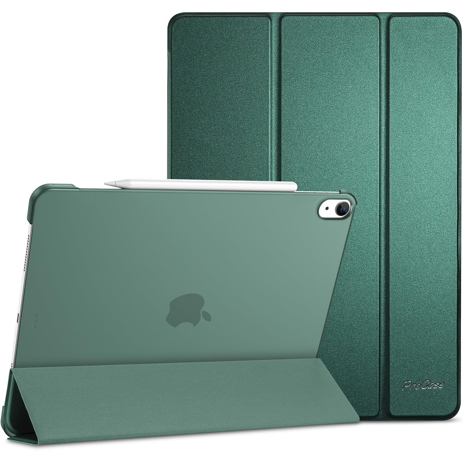 ProCase for iPad Air 13 Inch Case M3 2025/M2 2024, Slim Smart Cover iPad 13 Air M3 M2 Case with Translucent Hard Shell Back, Supports Touch ID, Auto Wake/Sleep -MidnightGreen