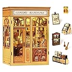 Fsolis Book Nook Kit - DIY Miniature Dollhouse Kit 3D Puzzles for Adult Beginners Tiny House Mini Booknook Craft Bookshelf Decor, 156 Wooden Pieces, Gifts for Women Teenagers (Cooking Bookstore)