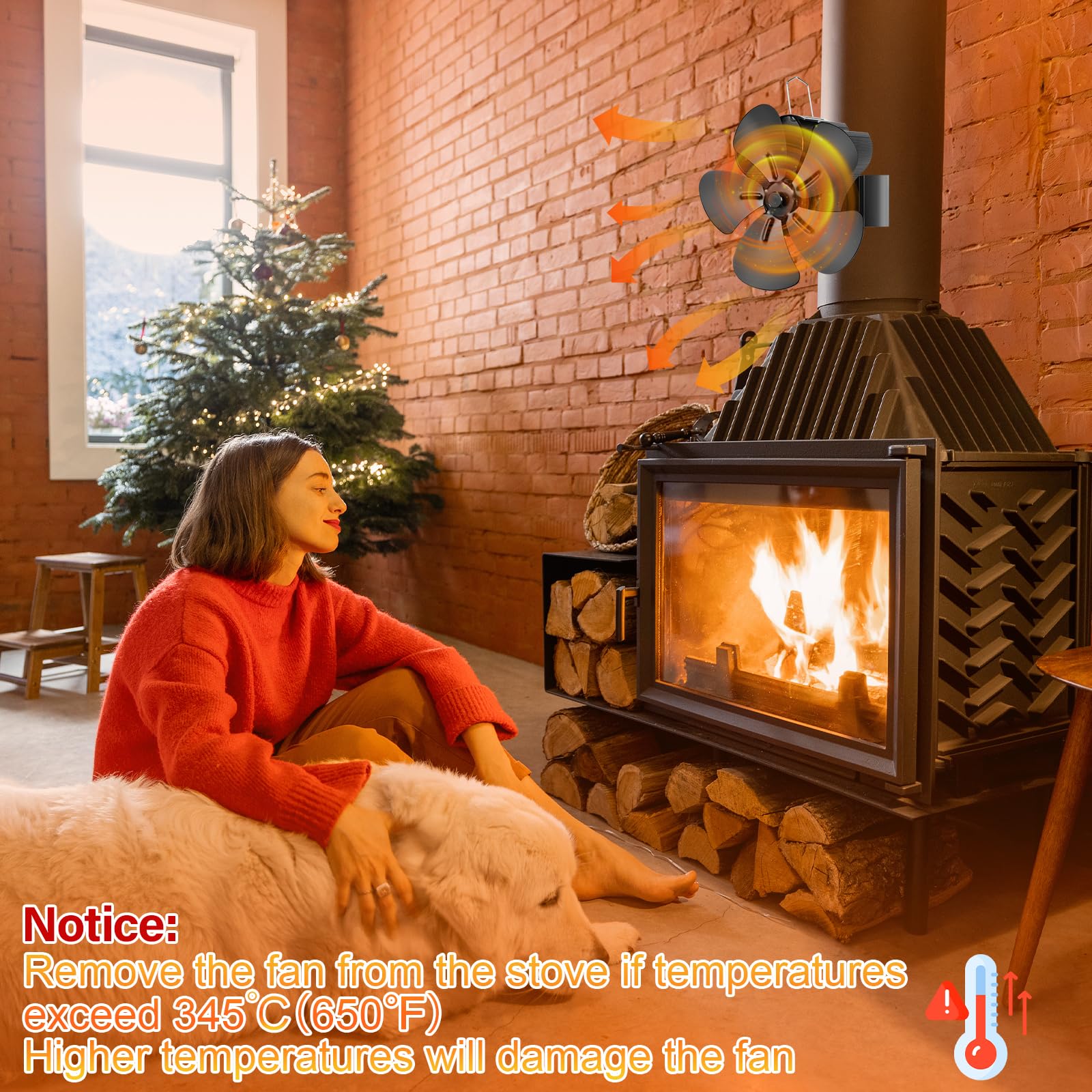 Ventilador Magnético para Estufa de Leña, Ventilador de Chimenea de 5 Aspas, Silencioso y de Bajo Consumo, No Requiere Electricidad, Circulación de Aire Caliente Para Estufas de Pellets/Gas