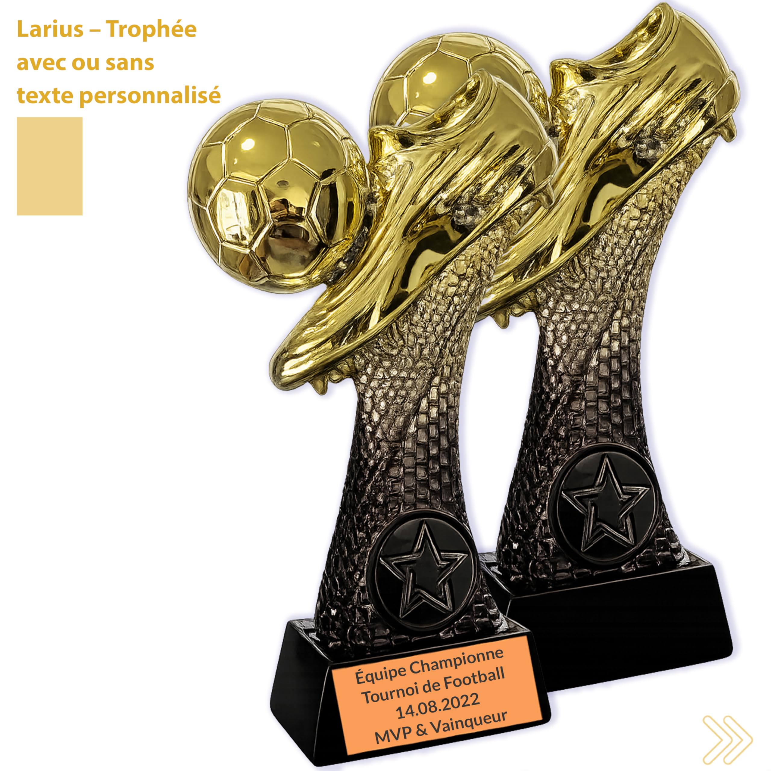 Larius Trophée de football 16 à 21,5 cm (300 à 500 g) - Coupe de vainqueur avec/sans gravure - Coupe de football pour enfants et adultes - Tournoi MVP, récompense - F6